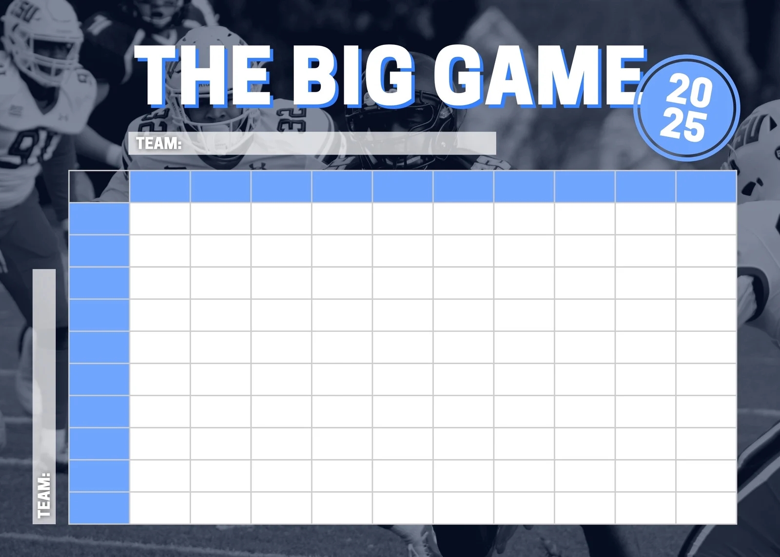 Free Printable Football Squares Game Card Templates Canva