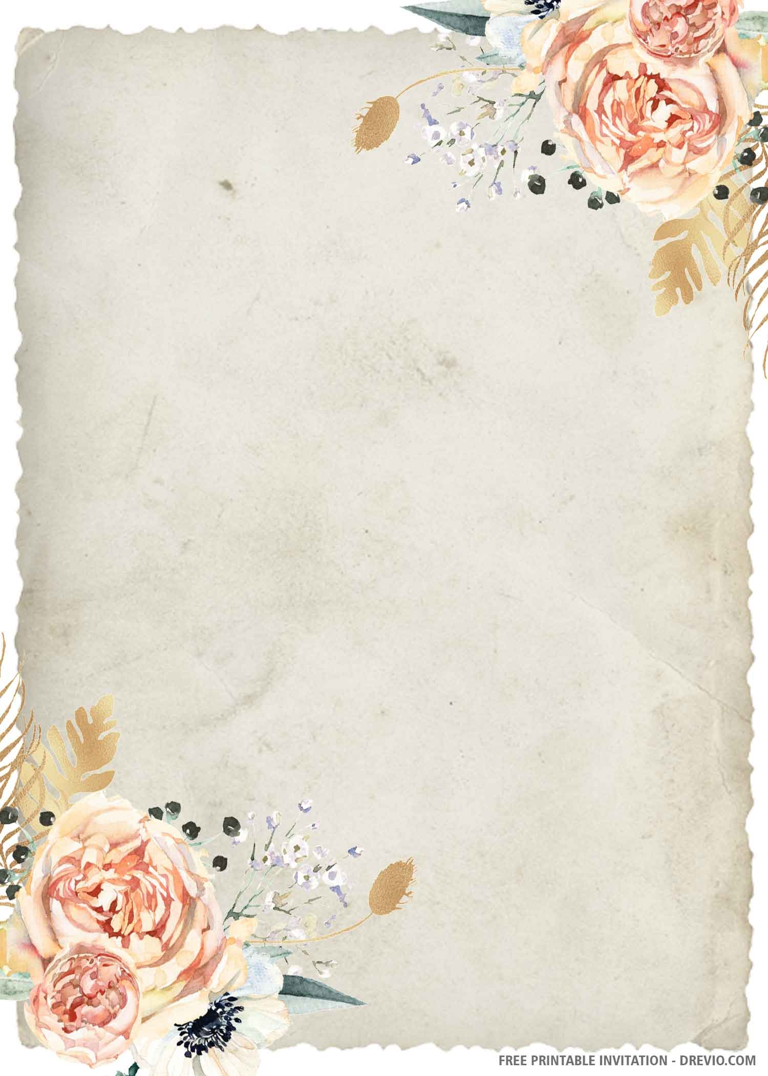 FREE PRINTABLE Gold Royal Wedding Invitation Templates