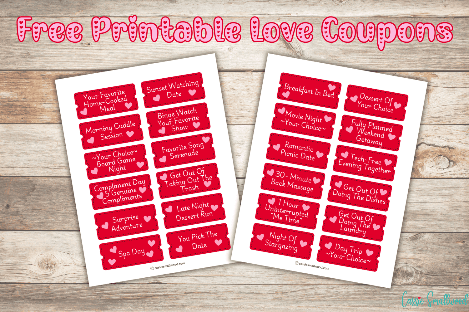 Free Printable Love Coupons Cassie Smallwood