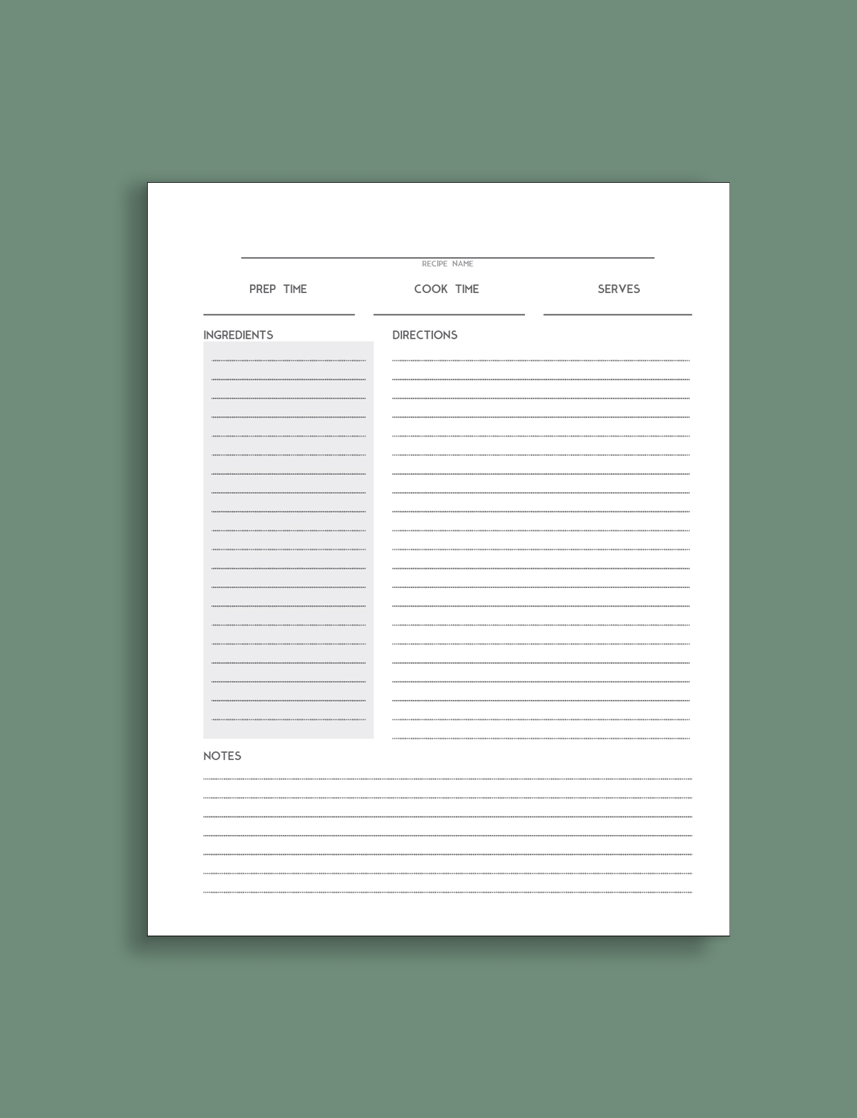 Free Printable Recipe Template Downloadable PDF SortOutMy Life