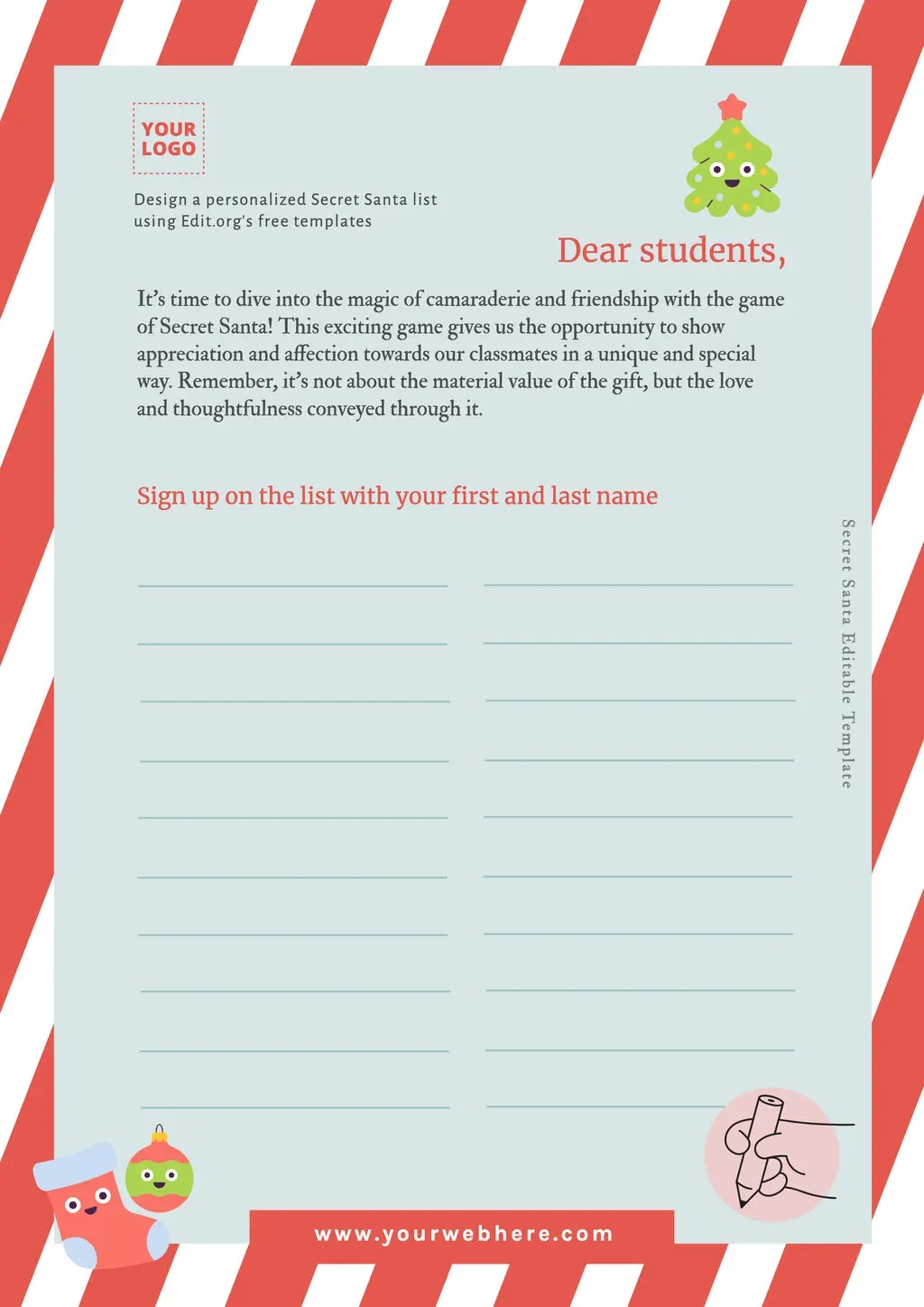 Printable Secret Santa Sign Up Template Printable Secret Santa Sign Up Template