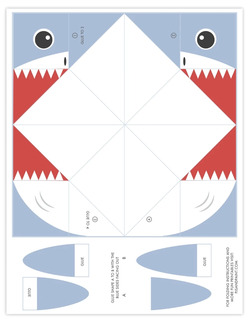 Free Printable Shark Cootie Catcher Pjs And Paint