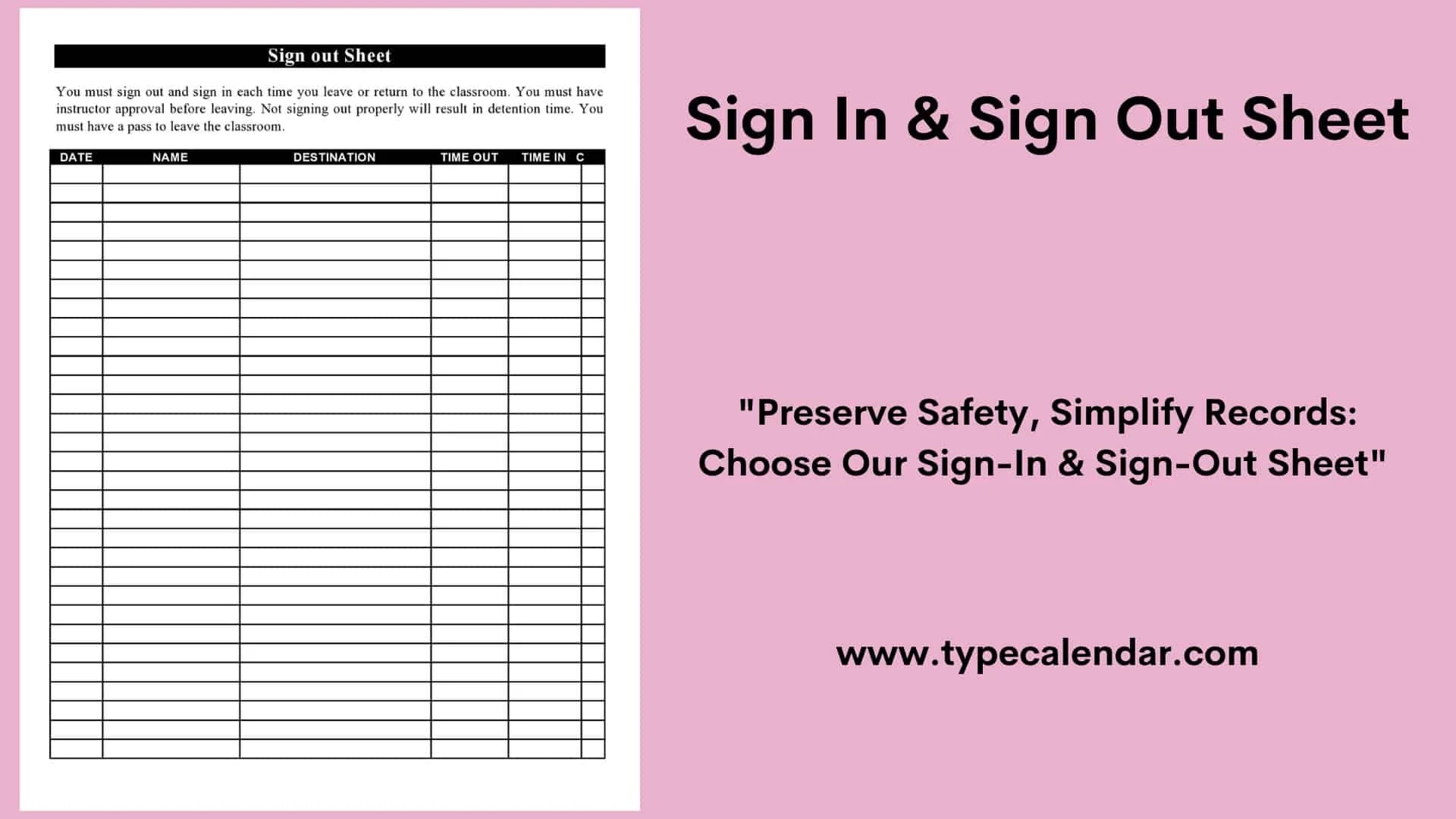 Sign In Sheet Template Free Printable