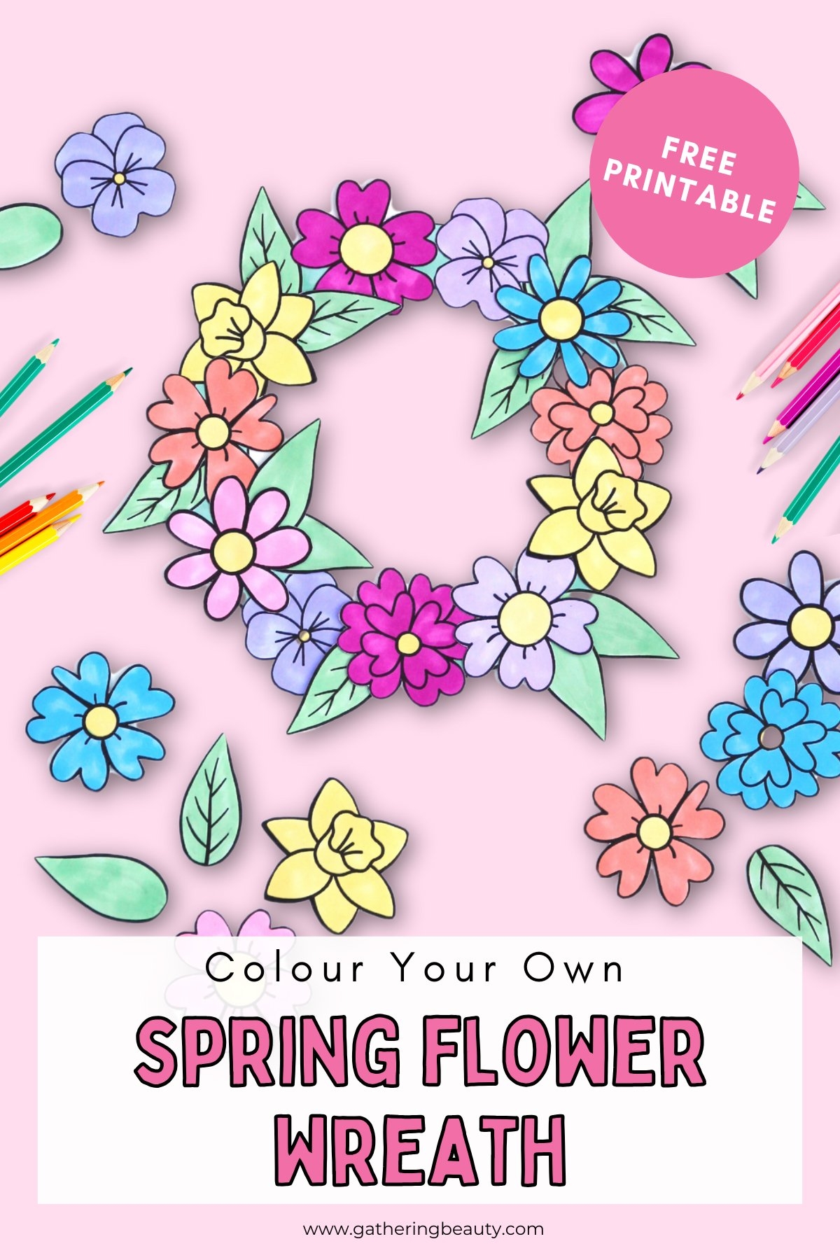 Free Printable Spring Flower Wreath Gathering Beauty