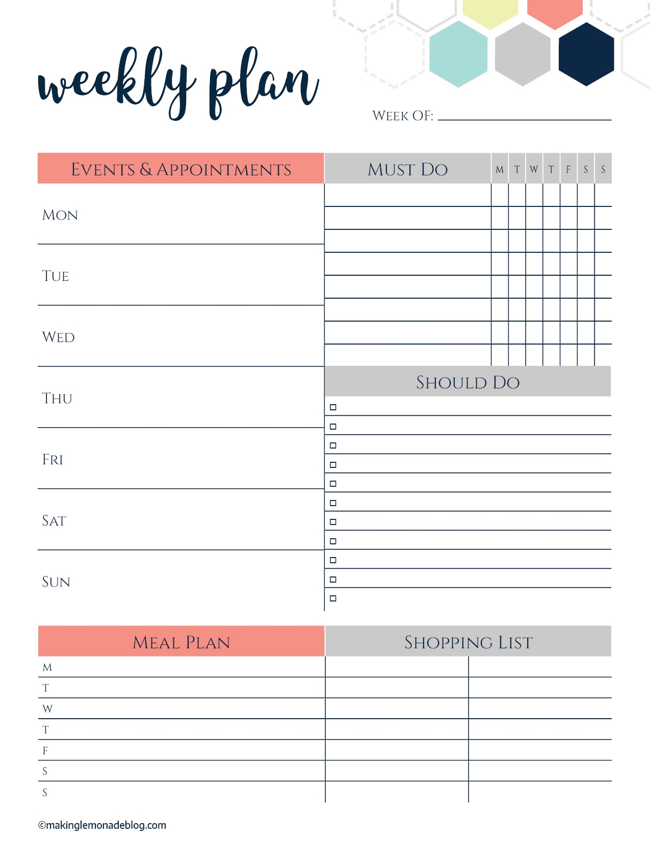 Week Planner Template Printable