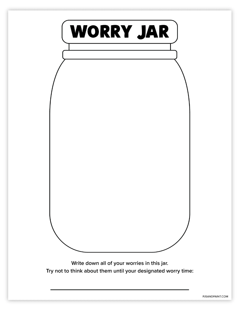 Free Printable Worry Jar Anxiety Relief Worksheet Pjs And Paint
