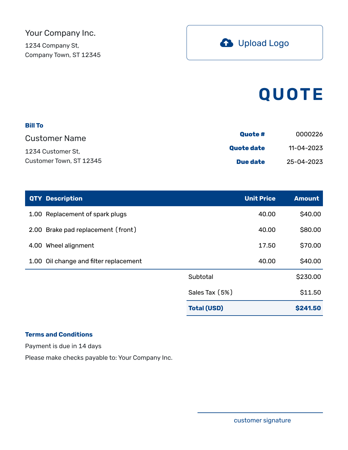 Free Quote Template Business Templates Docelf