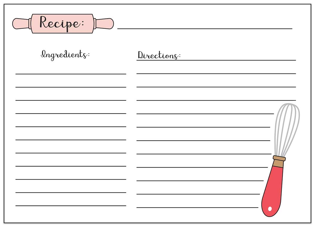 Free Recipe Template Printable