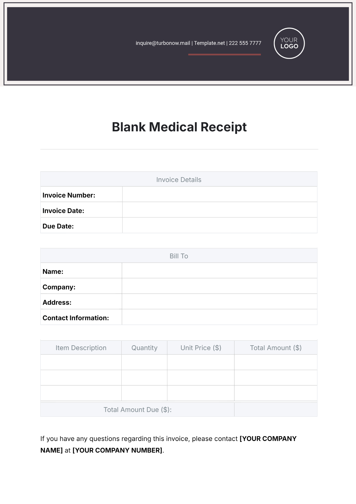 Free Sample Receipt Templates Editable And Printable