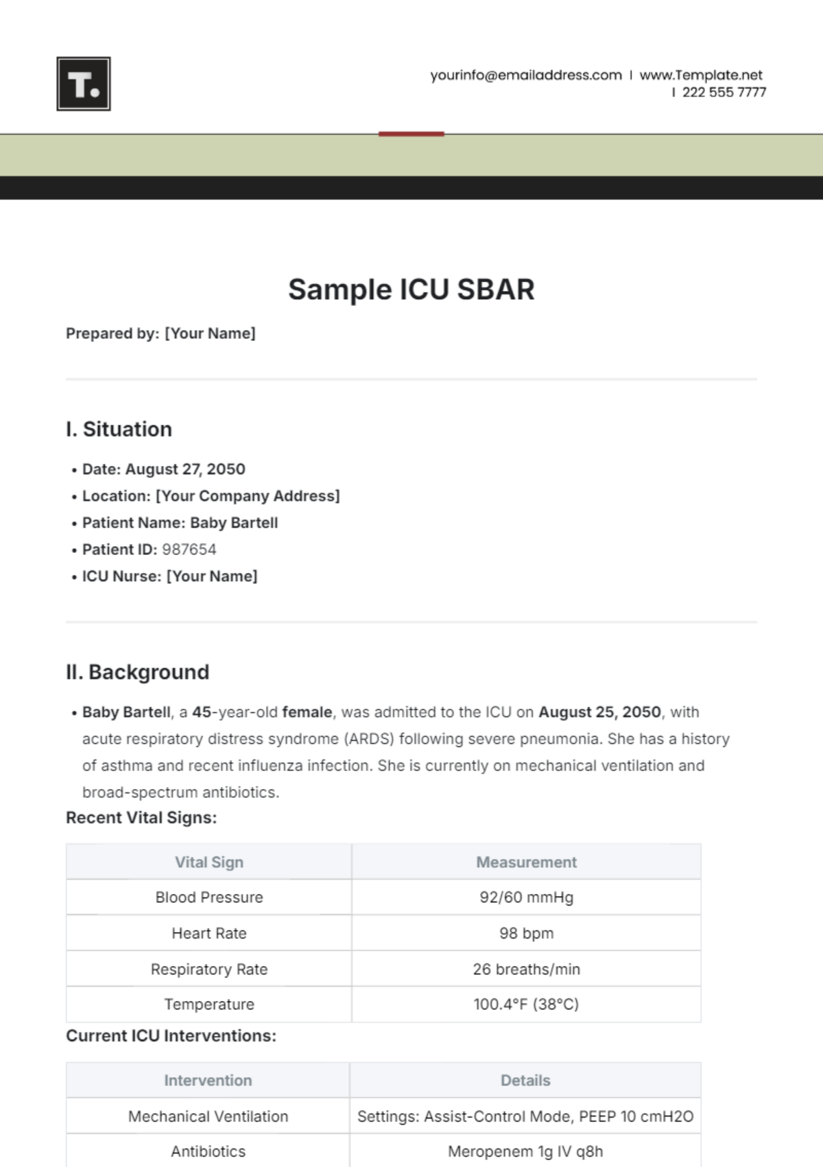 Free SBAR Templates To Edit Online Print
