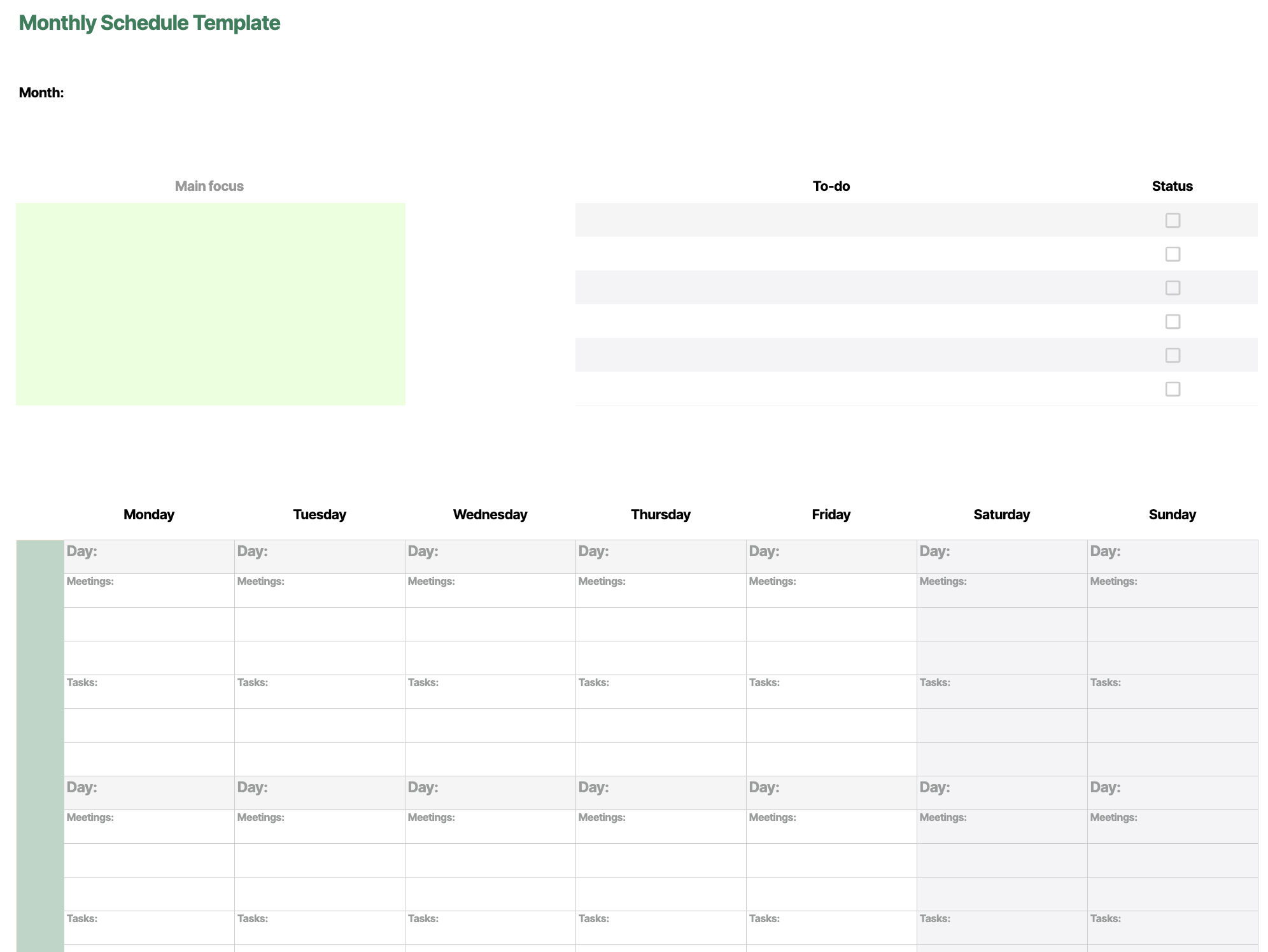 FREE Schedule Templates Weekly Daily Monthly EARLY