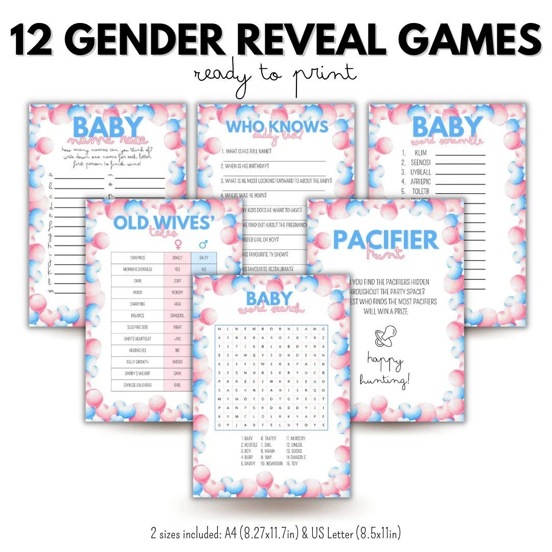 Free Printable Gender Reveal Game Templates