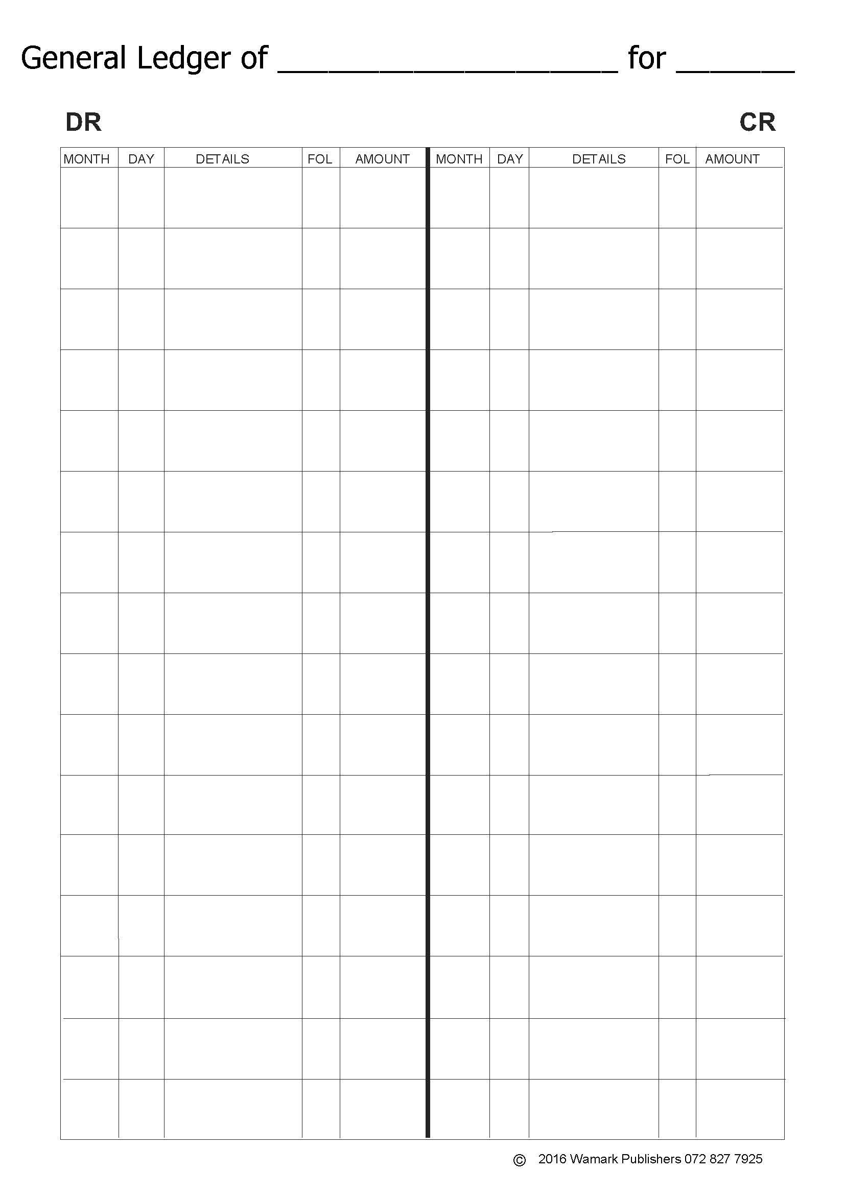 Printable General Ledger Template