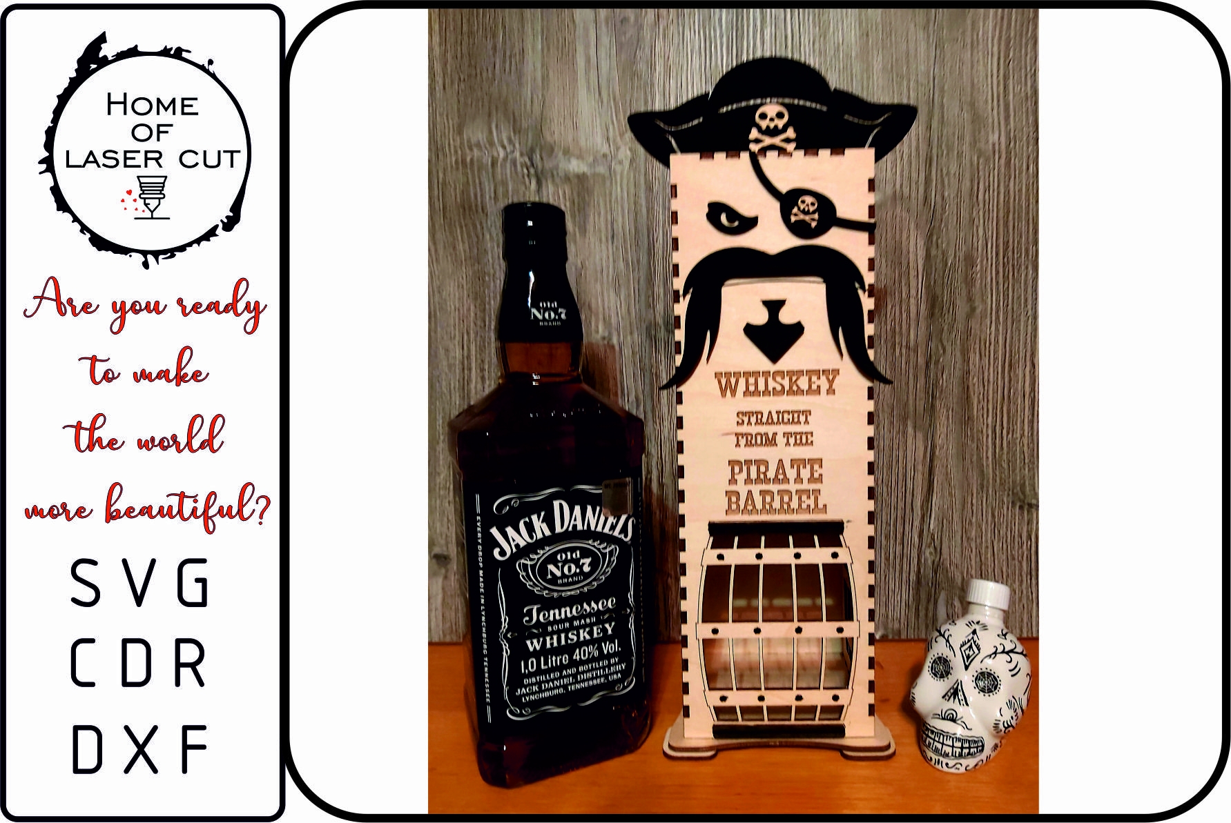 Gift Box For Whiskey Jack Daniel 1L Svg Dxf Cdr Pdf 3mm