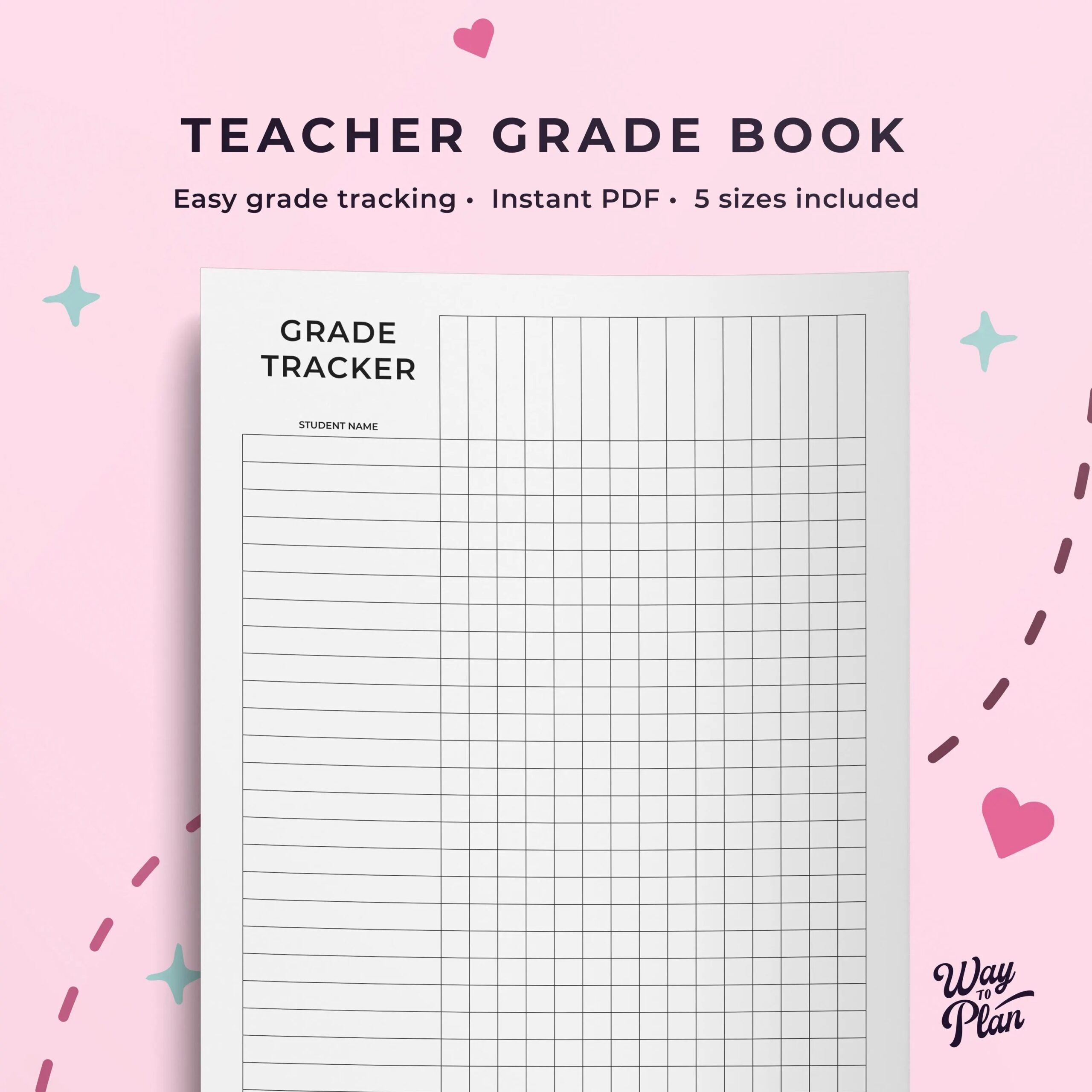 Gradebook For Teacher Grade Book Page Student Grades List Sheet 