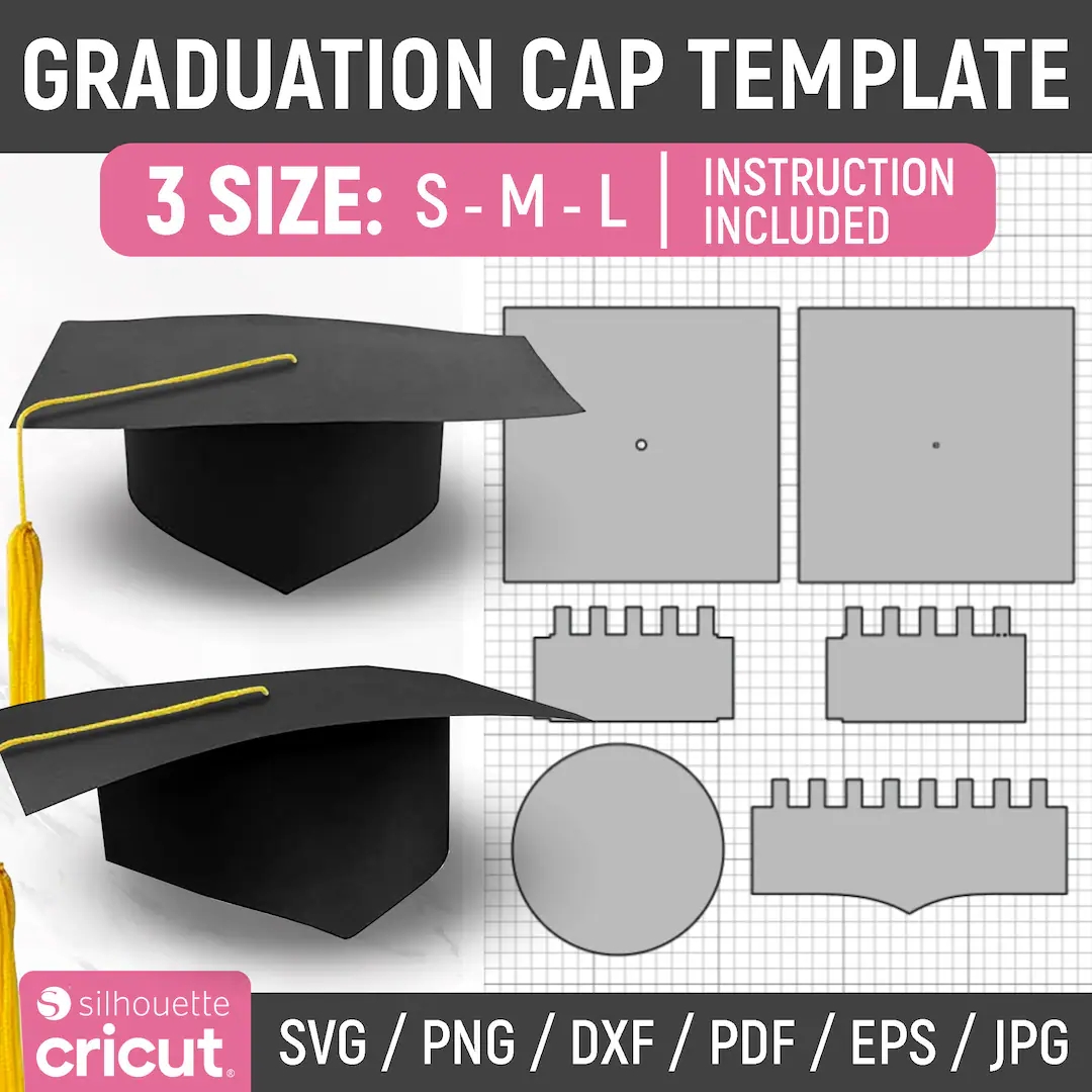 Graduation Cap Template Graduation Hat Svg Class Of 2025 Grad Craft Senior Cut File 3D DIY Cricut Laser Cut Silhouette Printable Etsy