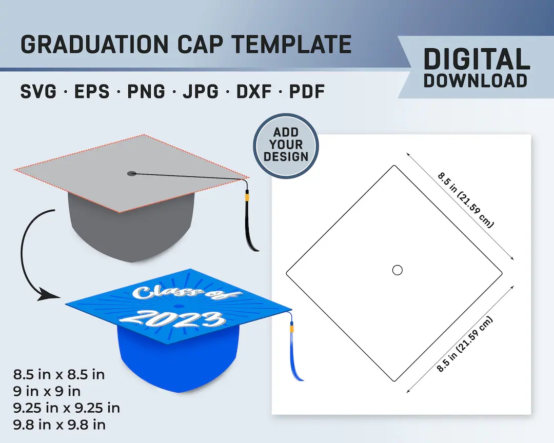Graduation Cap Template Graduation Hat Template Graduate Cap Template Blank Graduation Cap Graduation Cap Sublimation Canva SVG PNG Etsy
