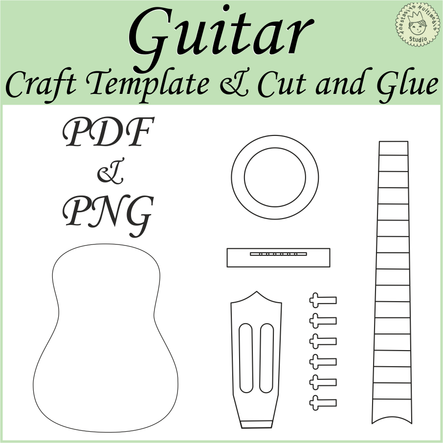 Guitar Cut Glue Activities Craft Template Made By Teachers
