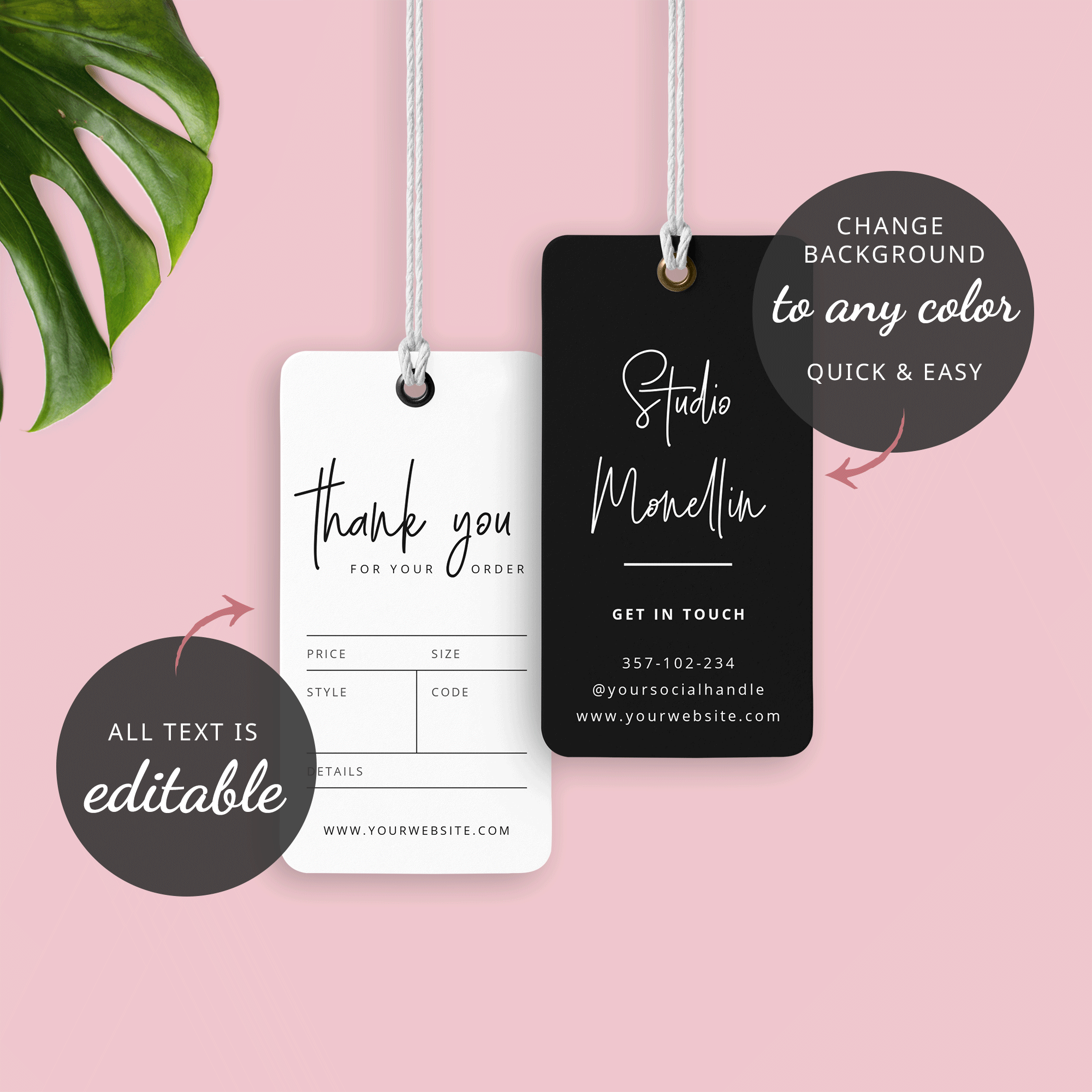 Hang Tag Template Editable And Printable Thank You Labels DIY