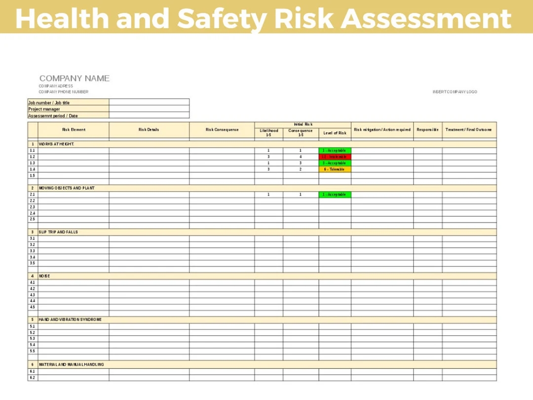Printable Risk Assessment Template