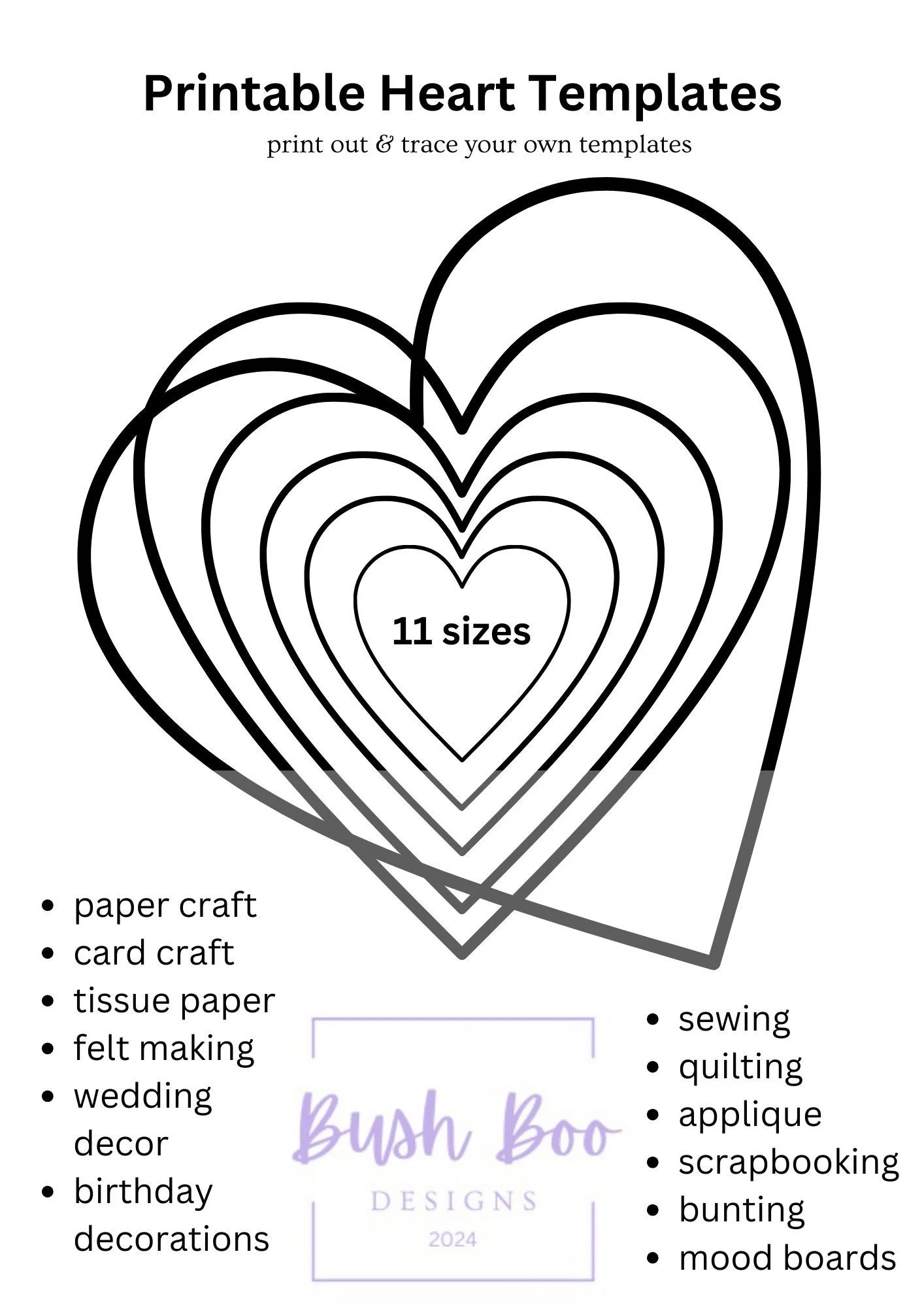 Free Printable Heart Flower Template