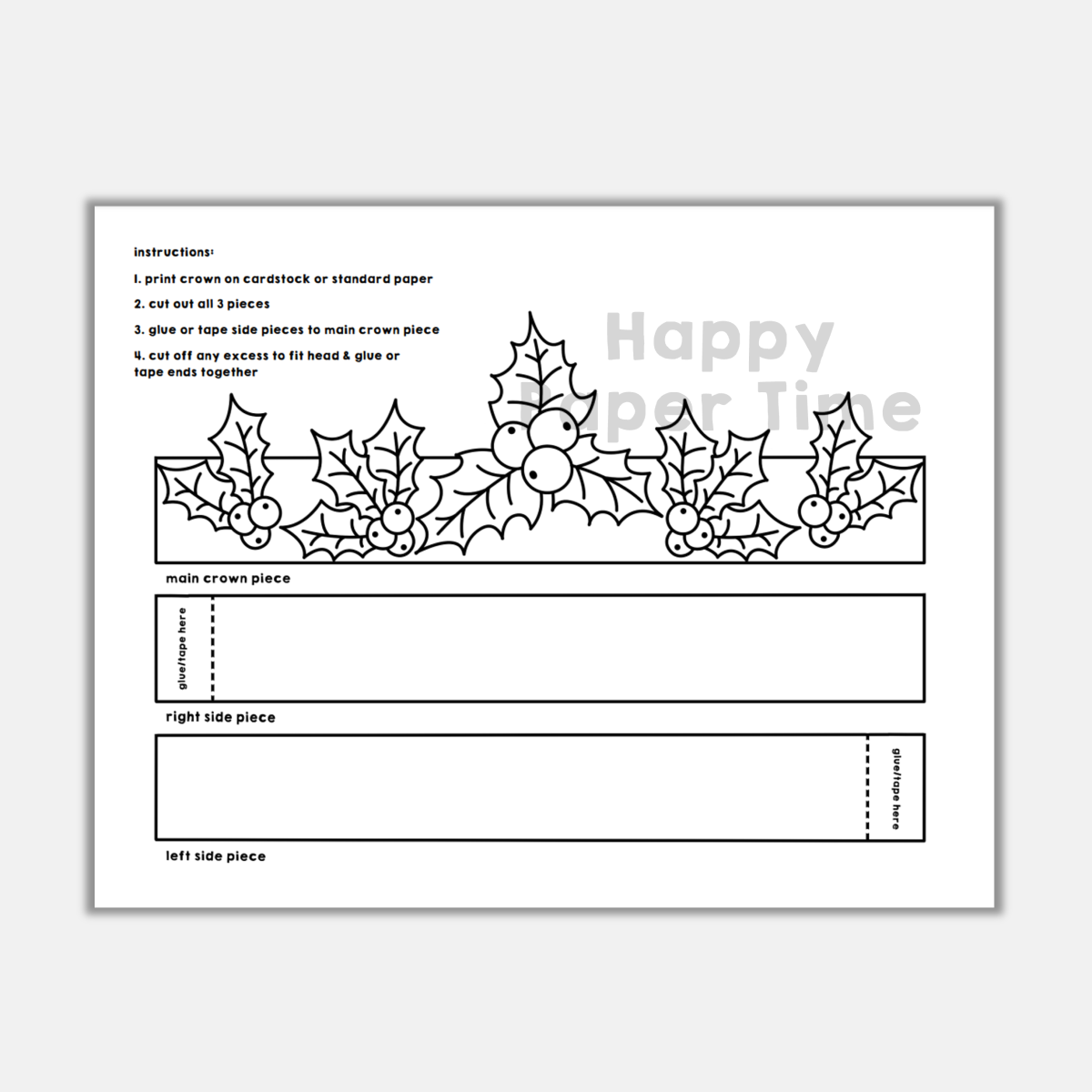 Holly Leaf Printable Template