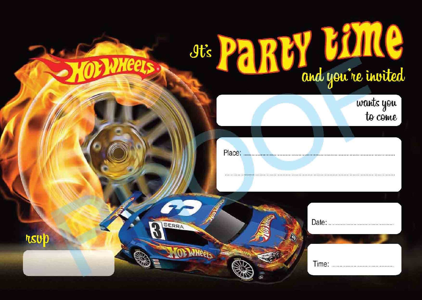 Free Printable Hot Wheels Invitation Blank Template