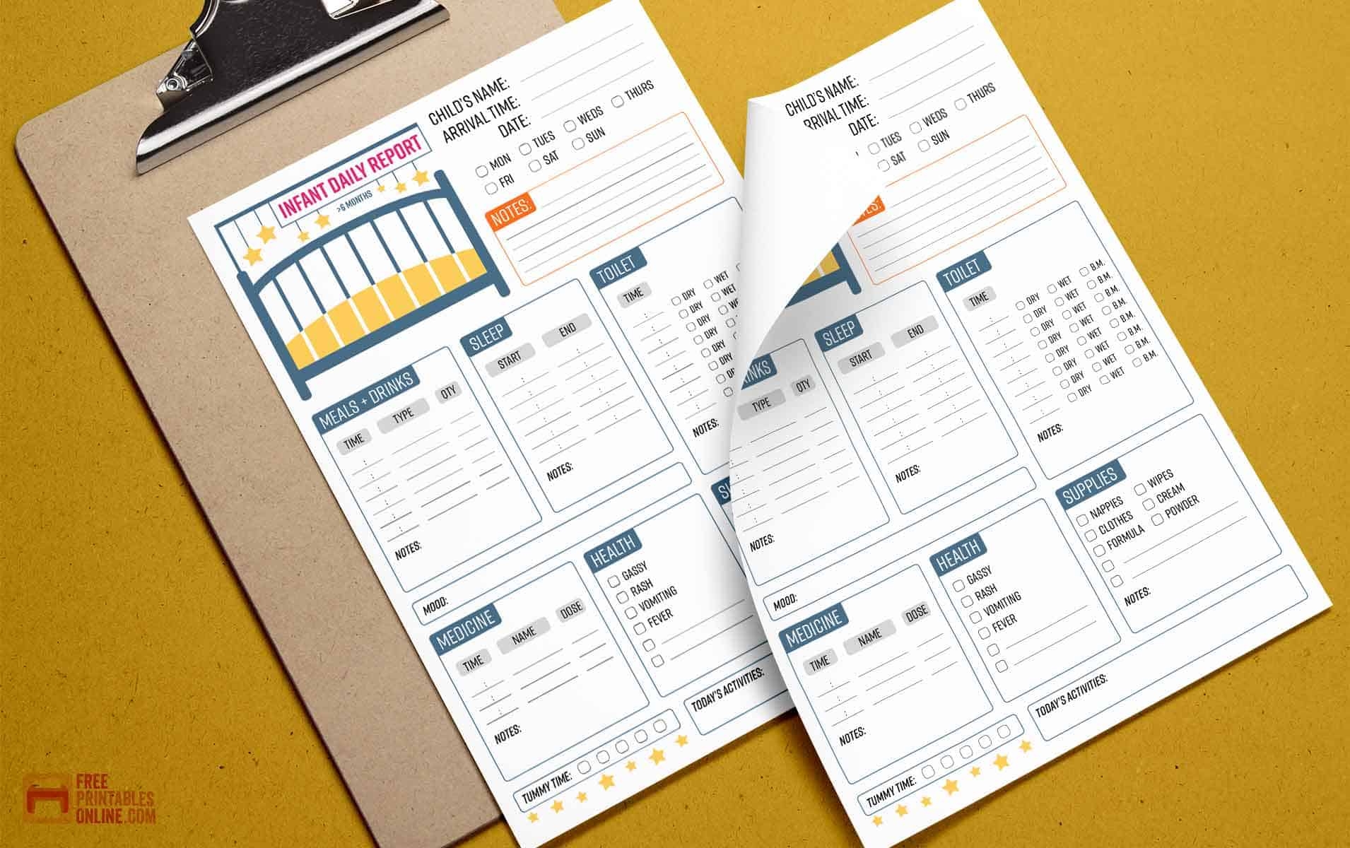 Free Printable Infant Daily Report Template