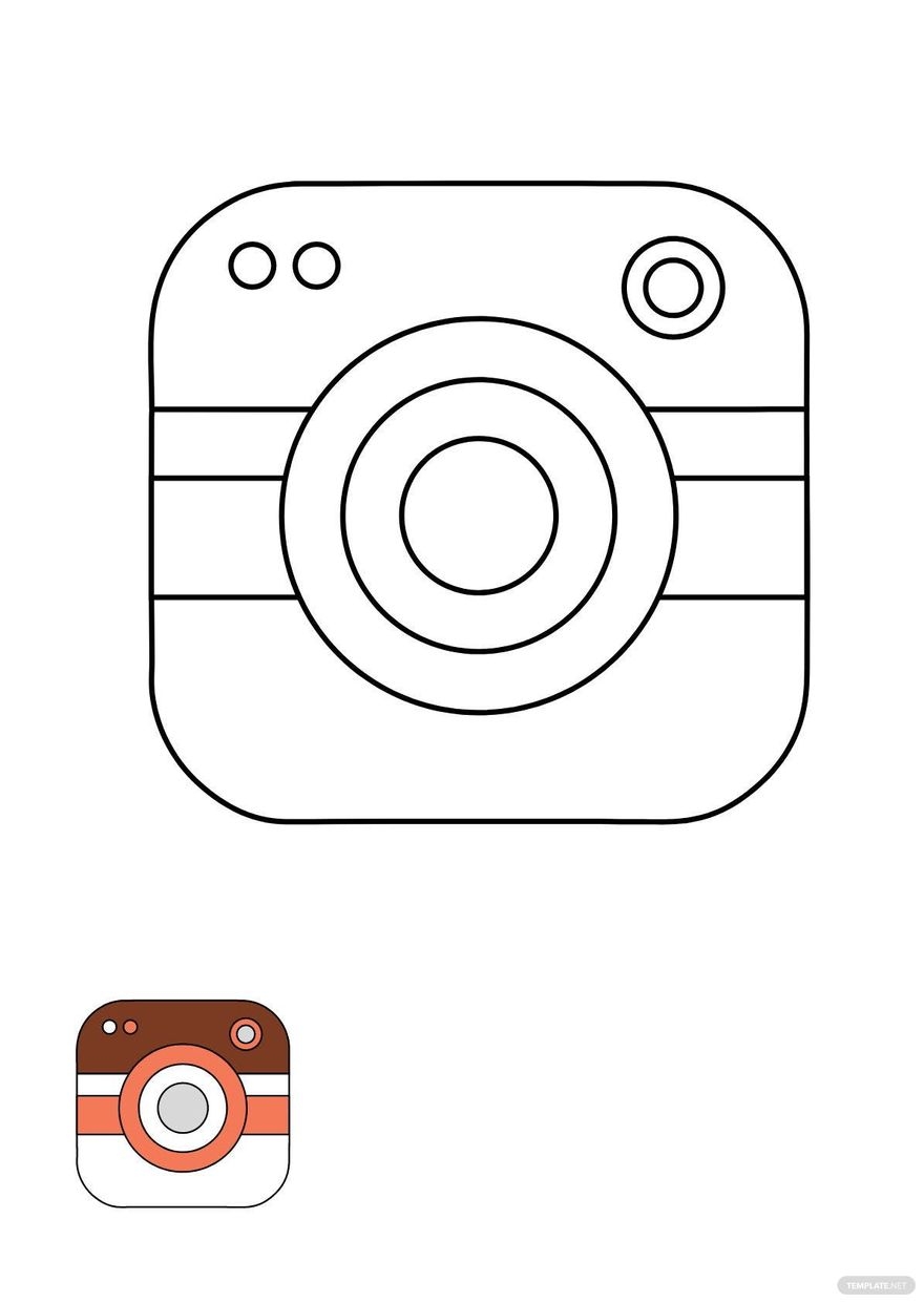 Instagram Camera Coloring Page In PDF JPG Download Template