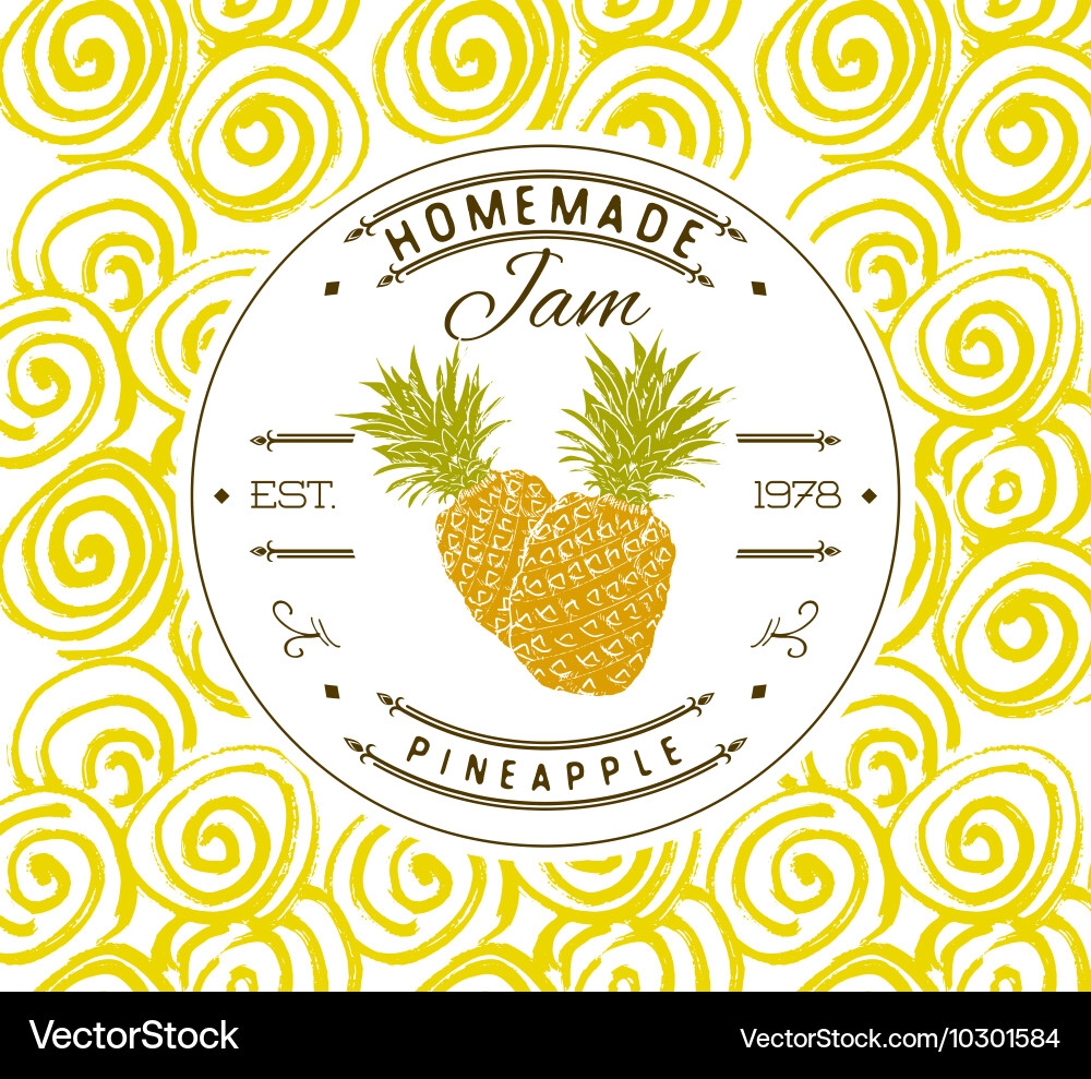 Jam Label Design Template For Pineapple Dessert Vector Image