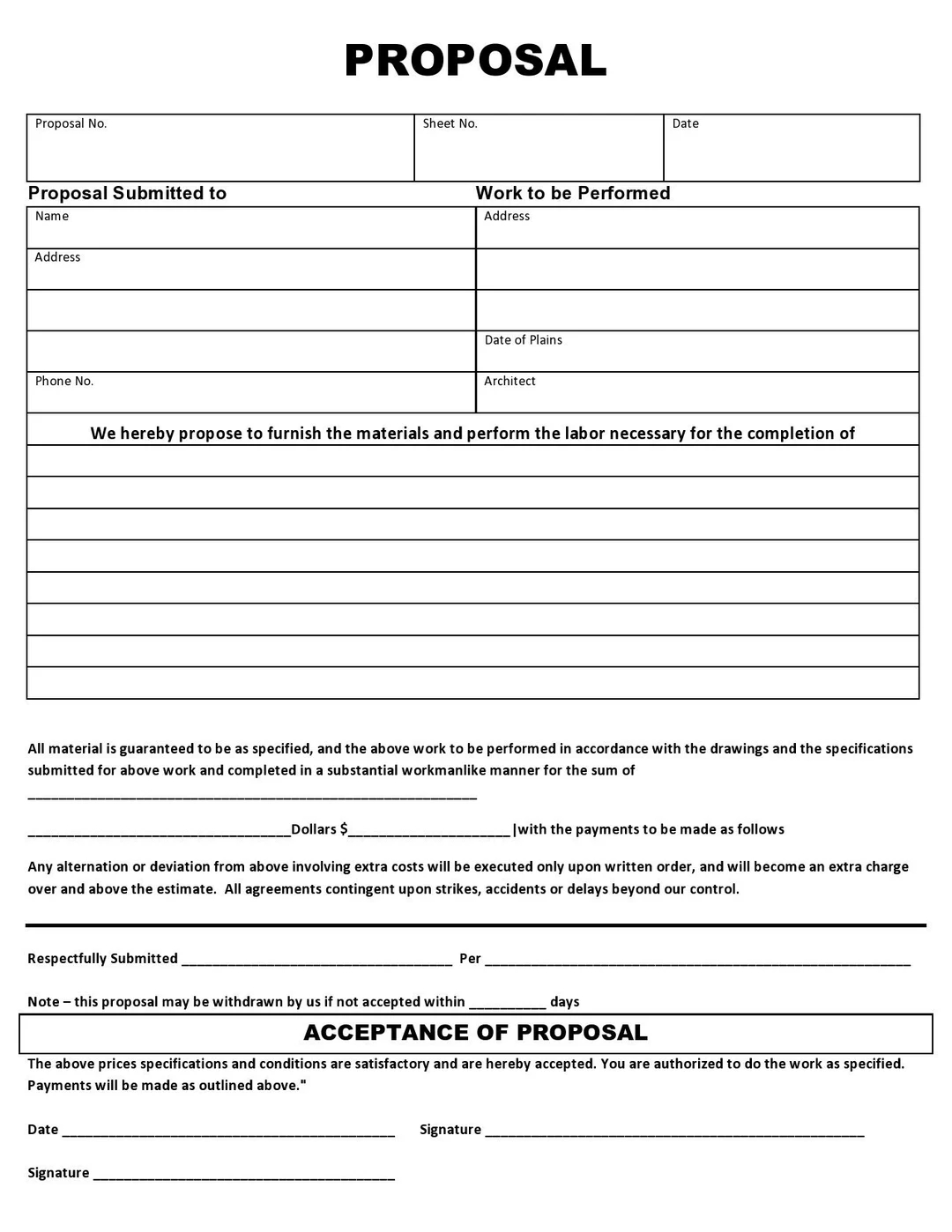 Job Proposal Stairwell Template