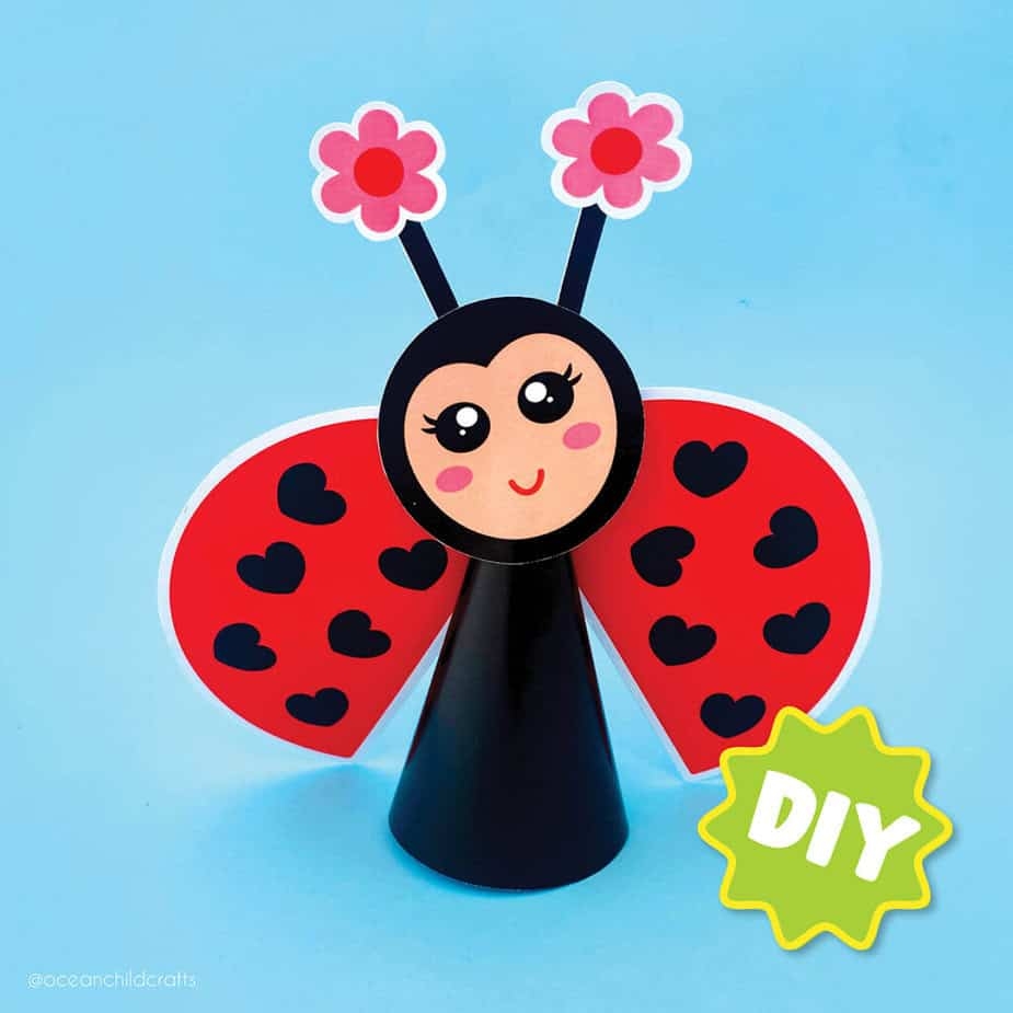 Ladybug Craft Printable In Color And Coloring Page Ocean Child Crafts