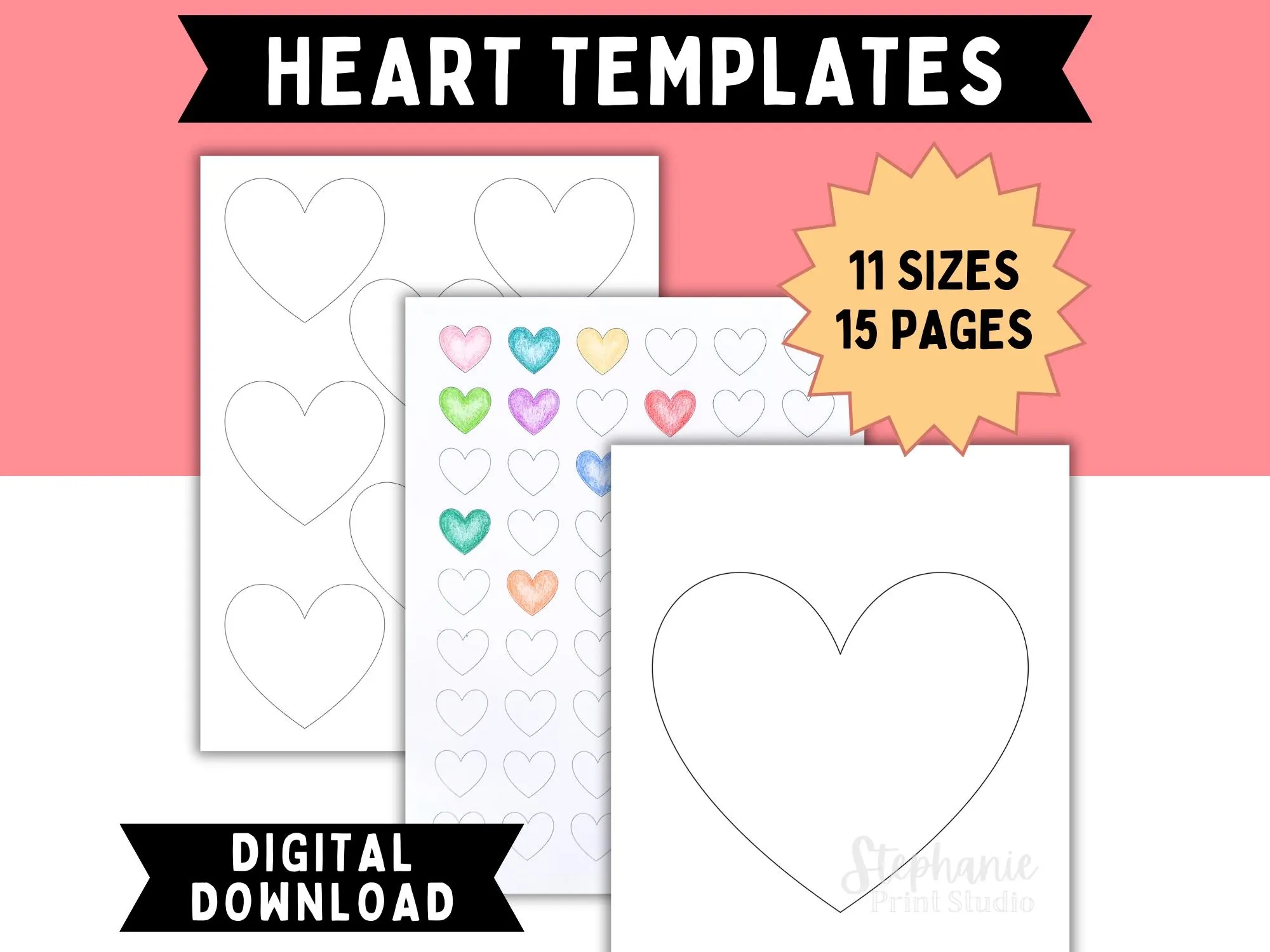 Large Heart Template Etsy