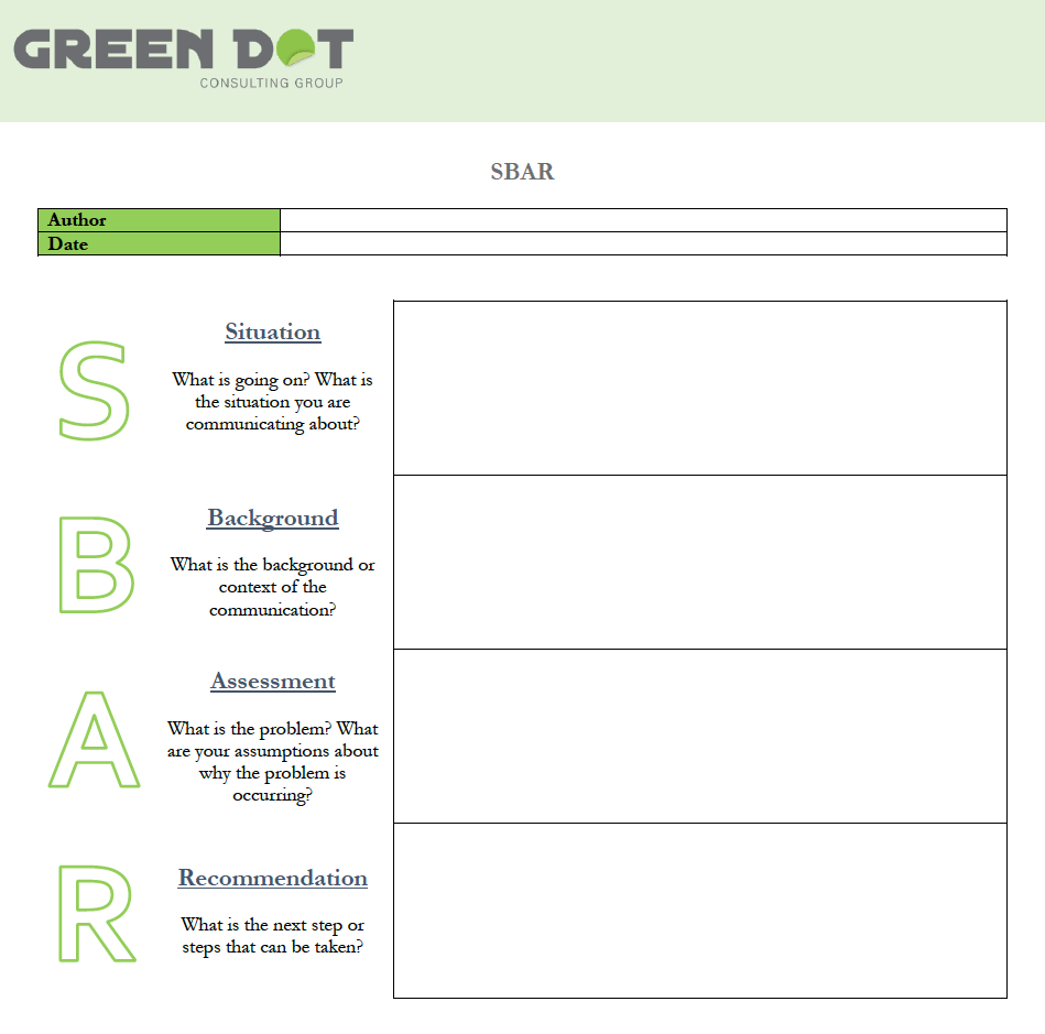 Free Printable Sbar Template