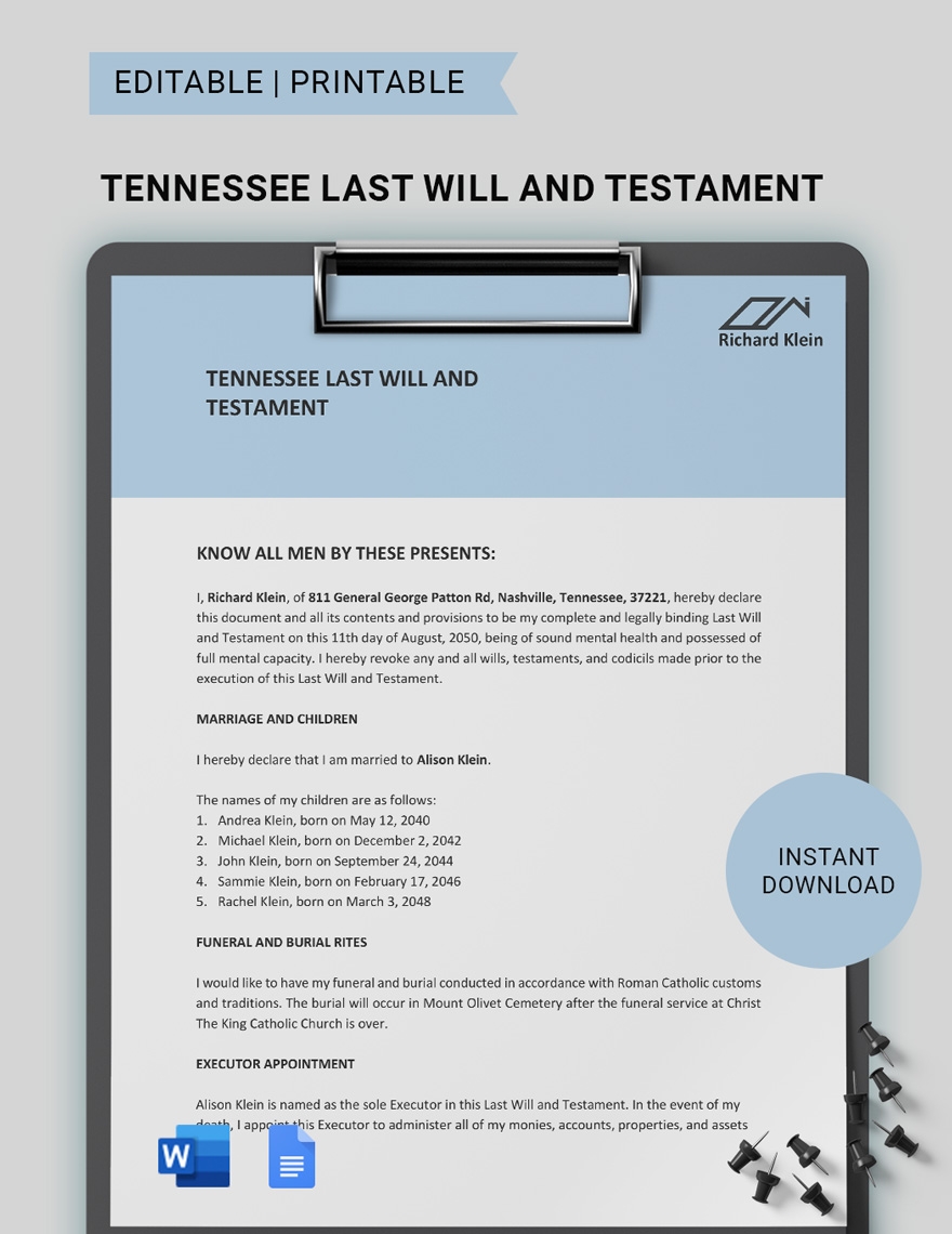 Will Template Printable