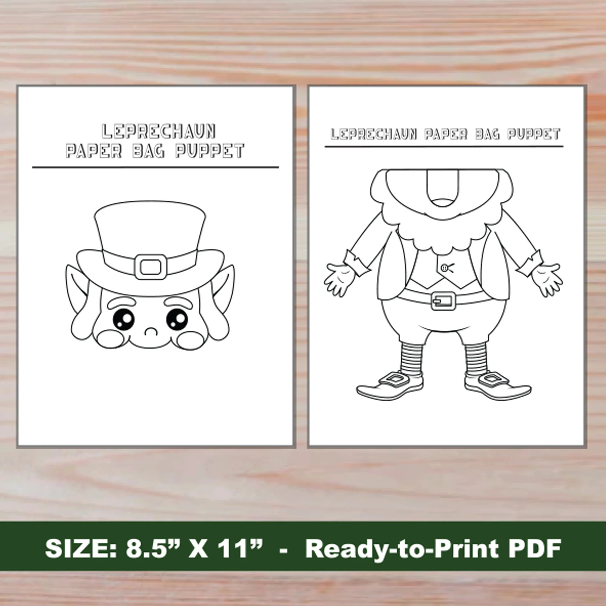 Leprechaun Paper Bag Puppet St Patrick s Day Activity Craft For Kids PRINTABLE DIY Puppet For Classroom Party Or Puppet Show Etsy