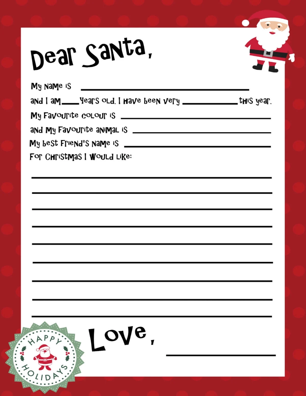 Letter To Santa Cheap