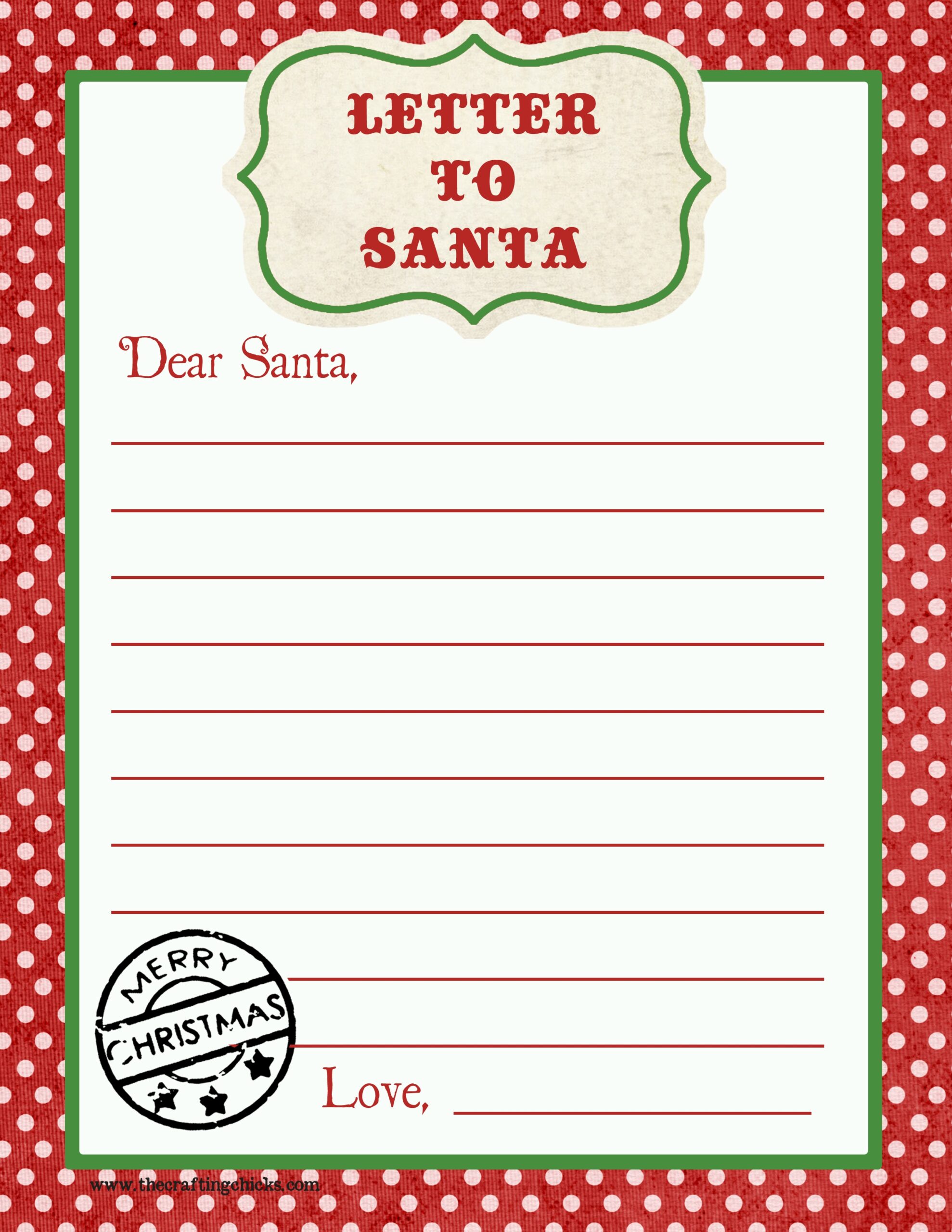 Dear Santa Template Free Printable