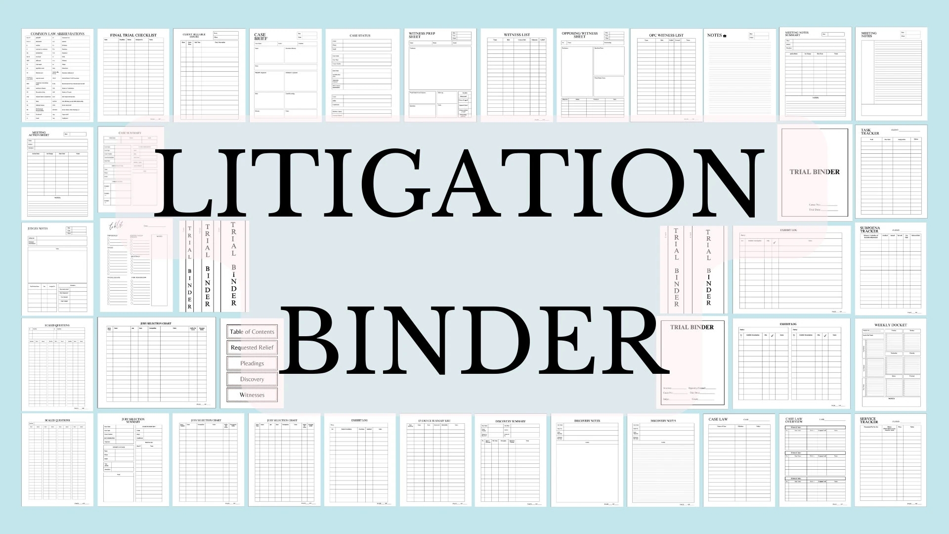 Litigation Binder For Lawyers attorney Case Organizing Bundle Law Firm Planner case Management family Law paralegal Litigation Template PDF Etsy