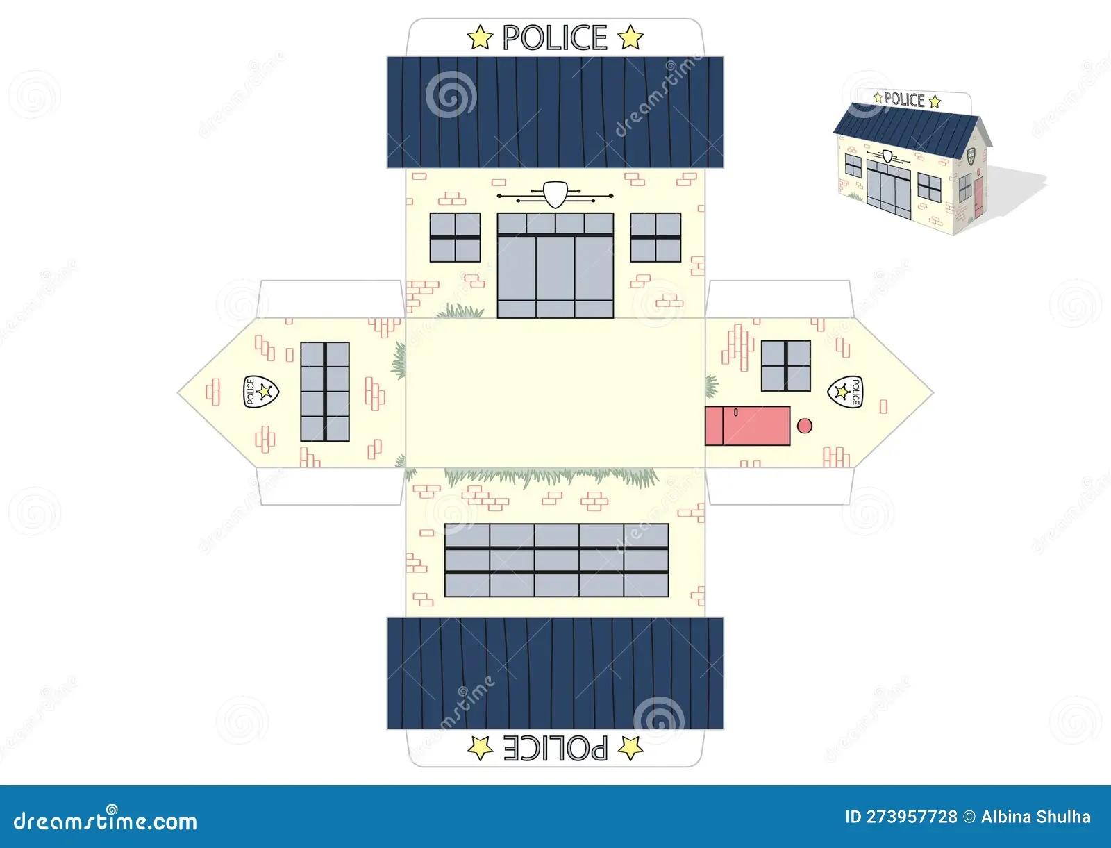 Make Your Own Toy Police Department Cut And Glue Paper Craft Vector Model Children Art Game Stock Vector Illustration Of Modeling Scissors 273957728