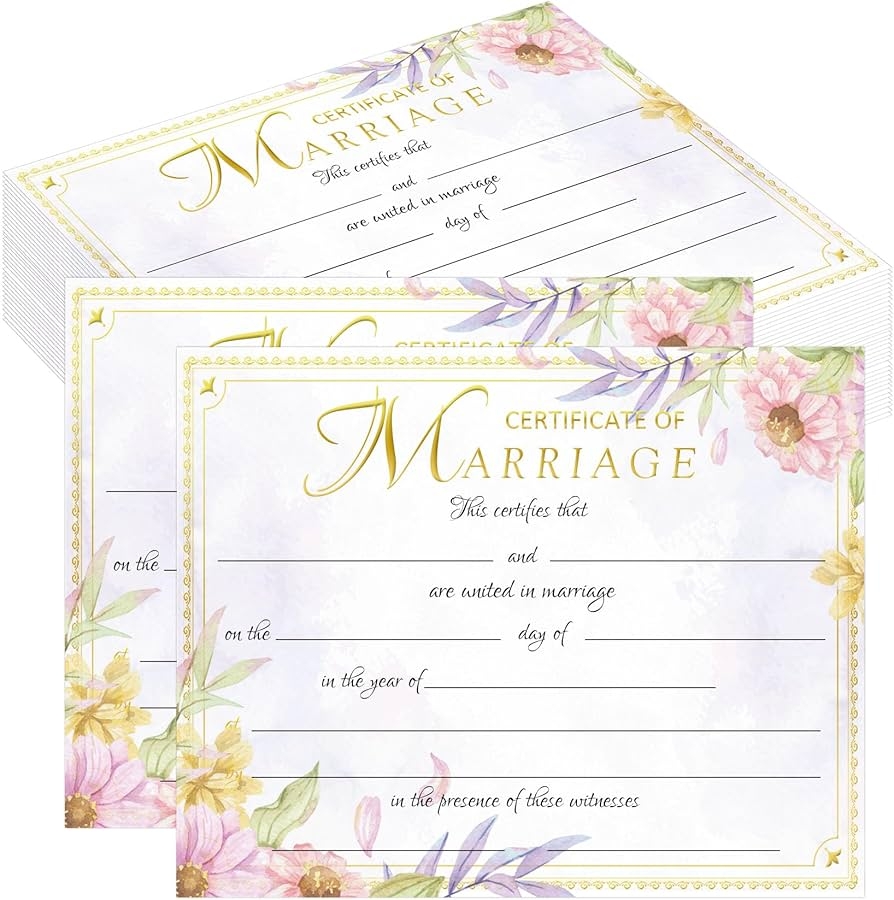 Marriage Certificates With Gold Foil Edges 11 X 8 5 Blank Certificate Paper Wedding Certificates Blank For Wedding Ceremony Proposals Color 25pcs Amazon de Stationery Office Supplies