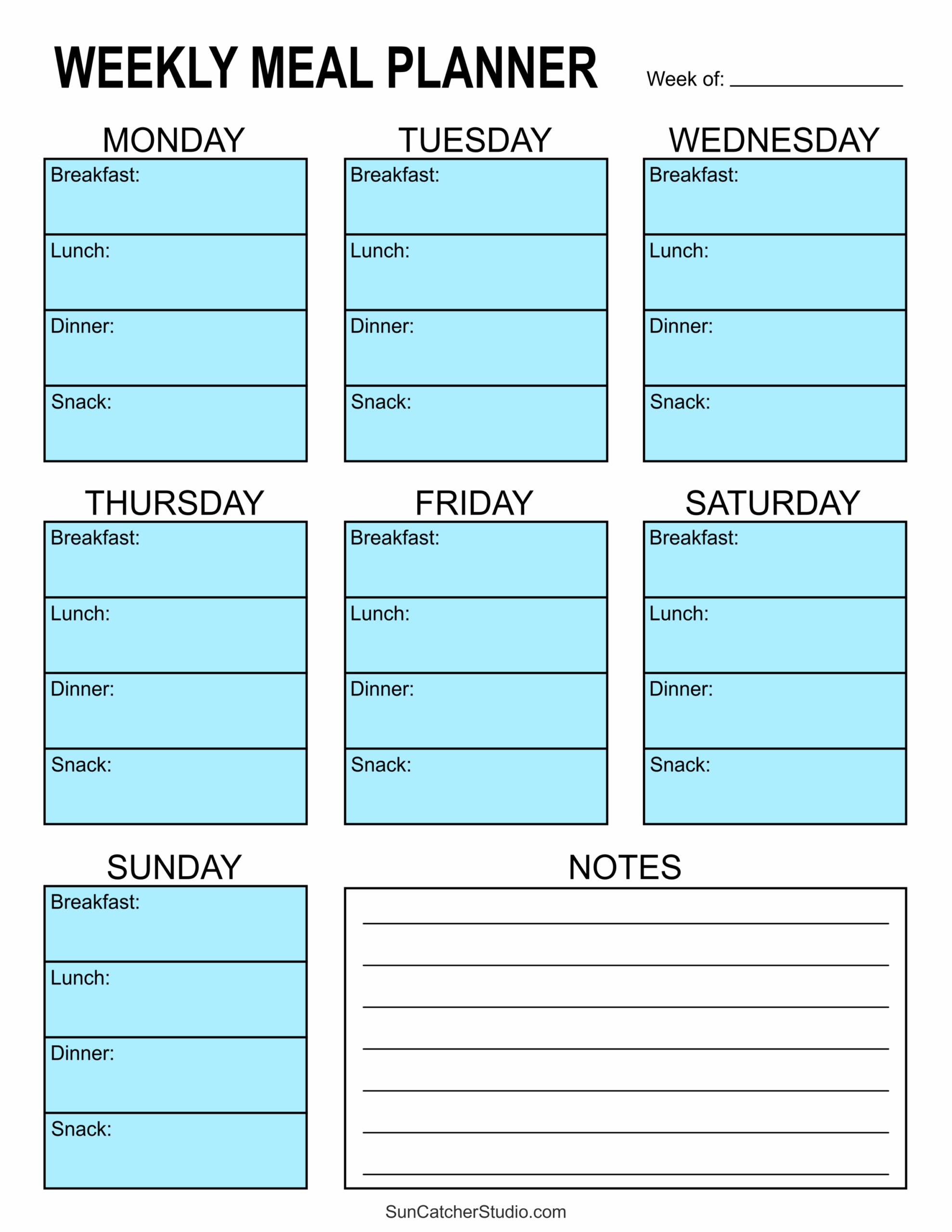Meal Planners Printable Weekly Menu Templates PDF Free 