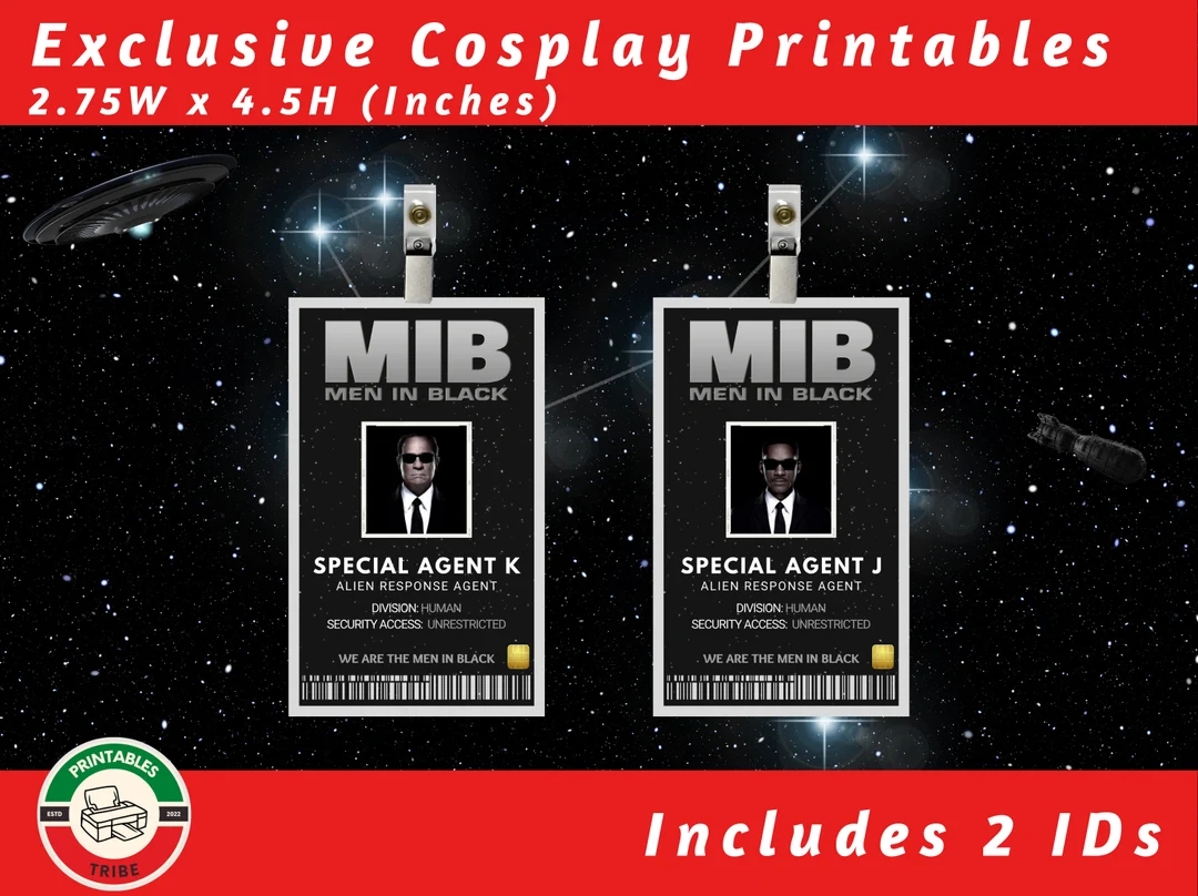 Men In Black Printable ID Badges MIB Agent ID Badge Office Parties Men In Black Suits Id Card Pretend Play Cosplay Fantasy Play Etsy
