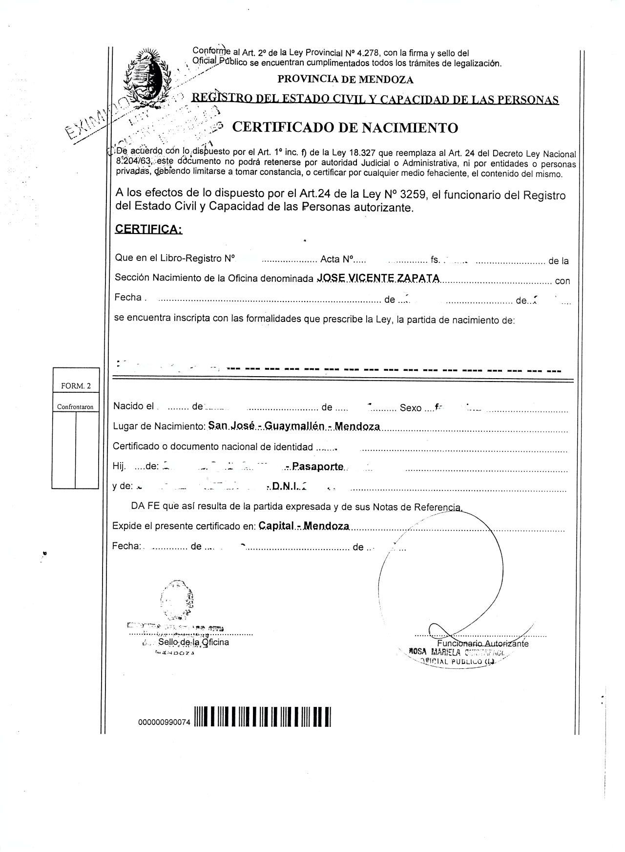 Mexican Printable Birth Certificate Translation Template Printable Design Resources