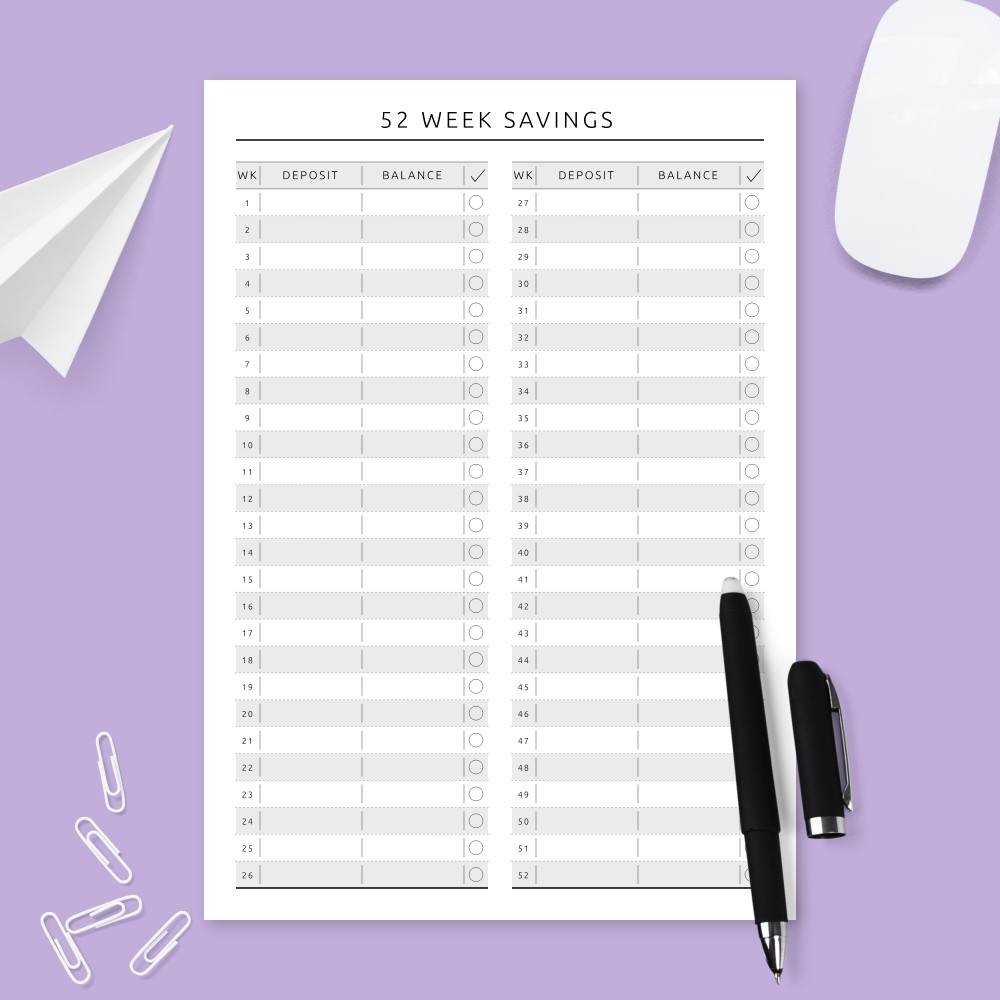 Money Saving Tracker Formal Design Template Printable PDF