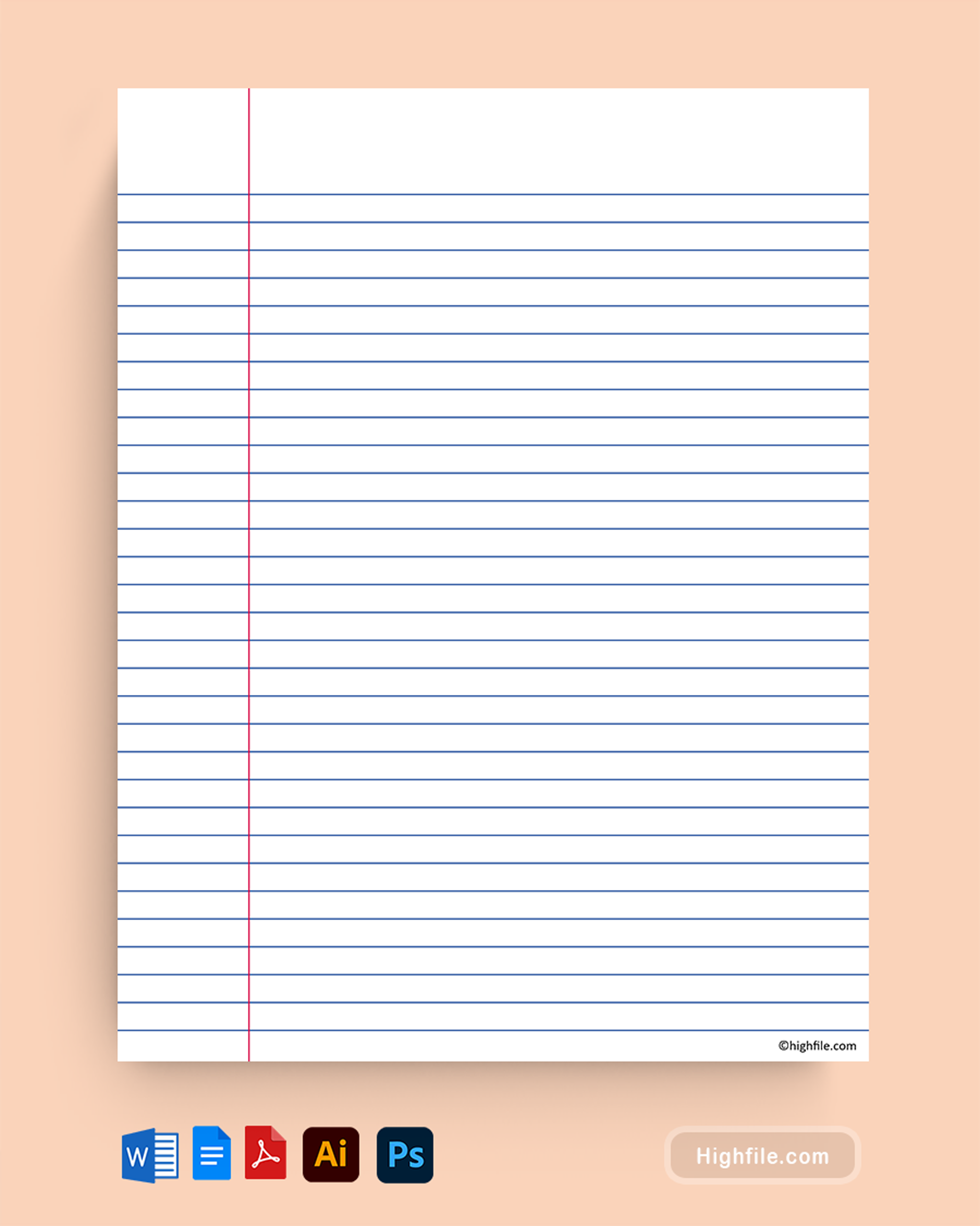 Notebook Paper Template Word I PDF I Google Docs I Adobe Illustrator I Adobe Photoshop Highfile