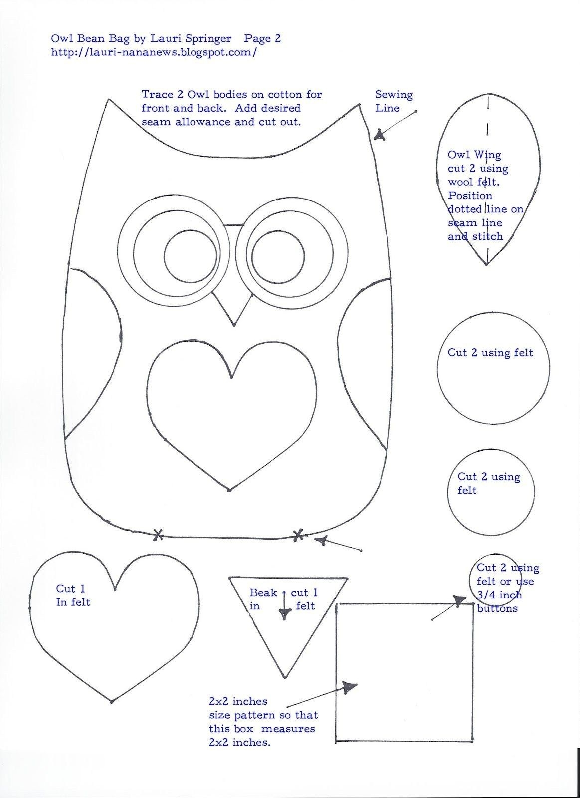 Owl Sewing Pattern Free Owl Pattern Template Liked This Pattern Worksheets Library