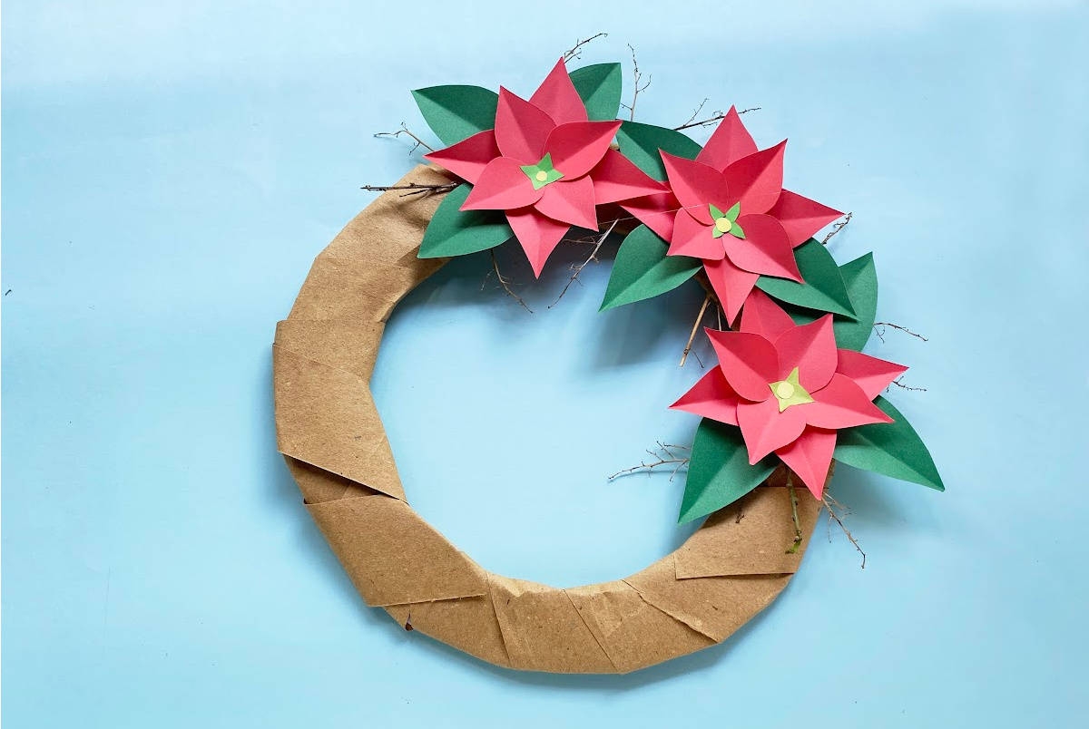 Paper Christmas Wreath Made With HAPPY