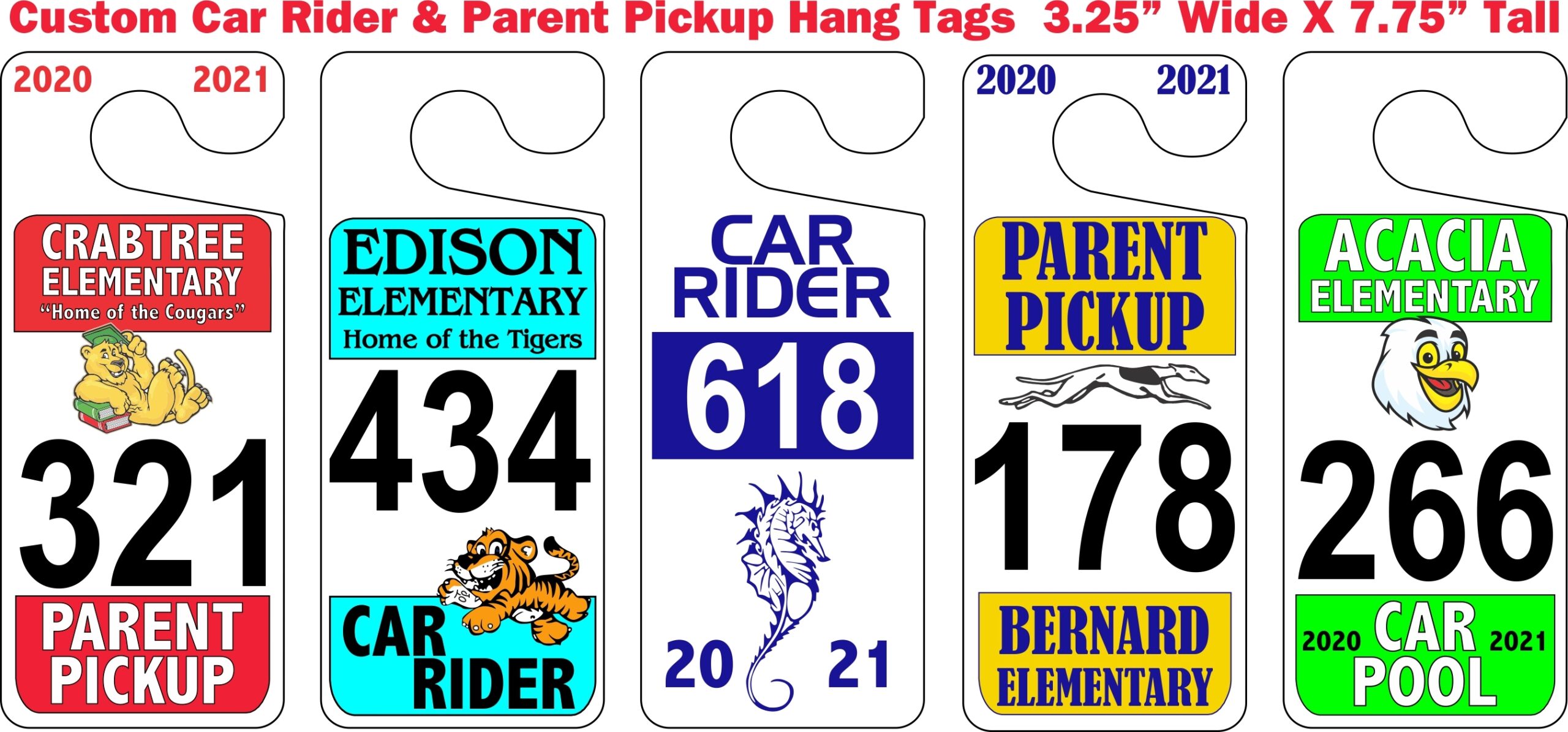 Printable Free Car Rider Tags Template