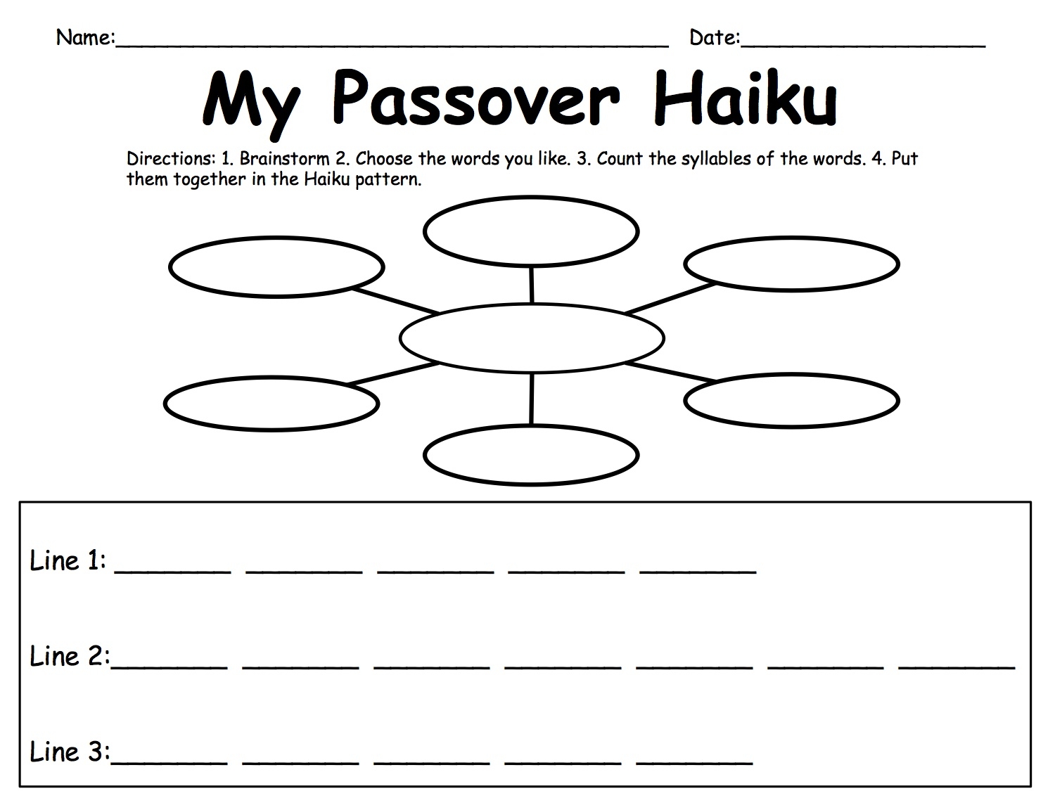 Passover Haiku Poetry Liquid Literacy Worksheets Library